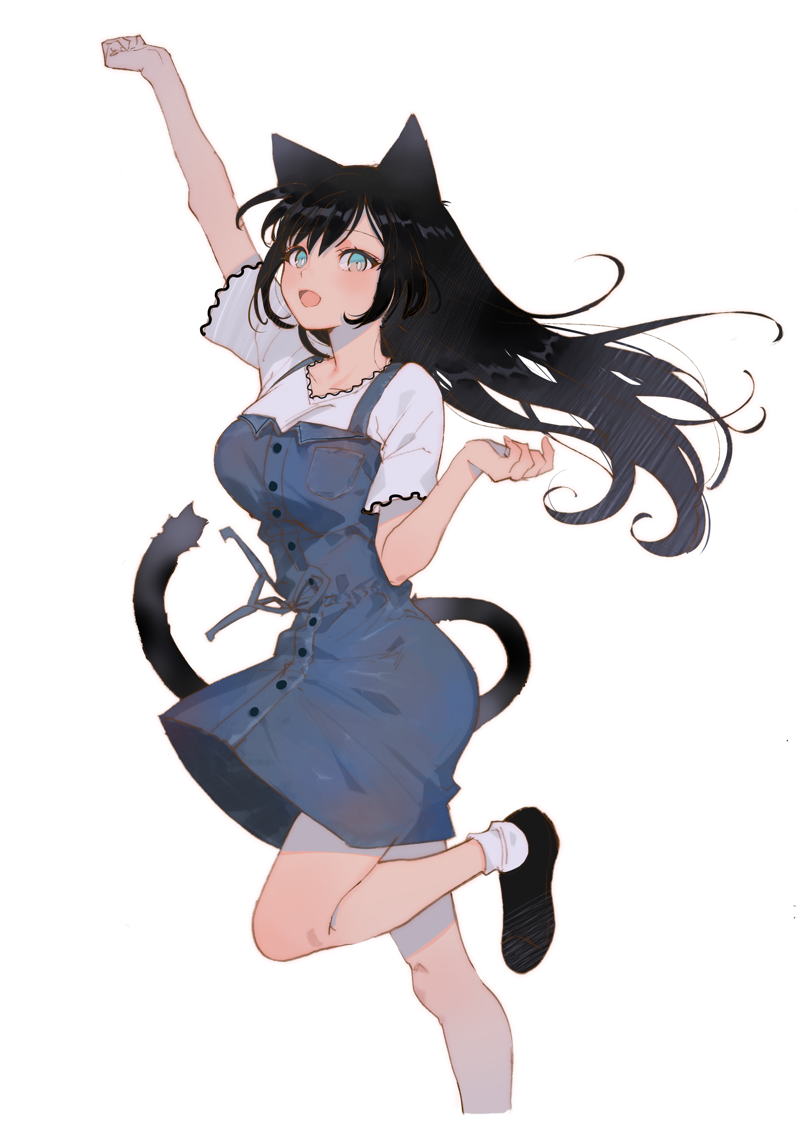 Anime Anime Girls Arutera Simple Background Original Characters Cat Girl Cat Ears Neko Ears 2591x3624