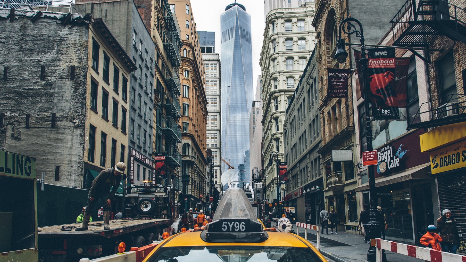City New York City Taxi Building One World Trade Center 1920x1080