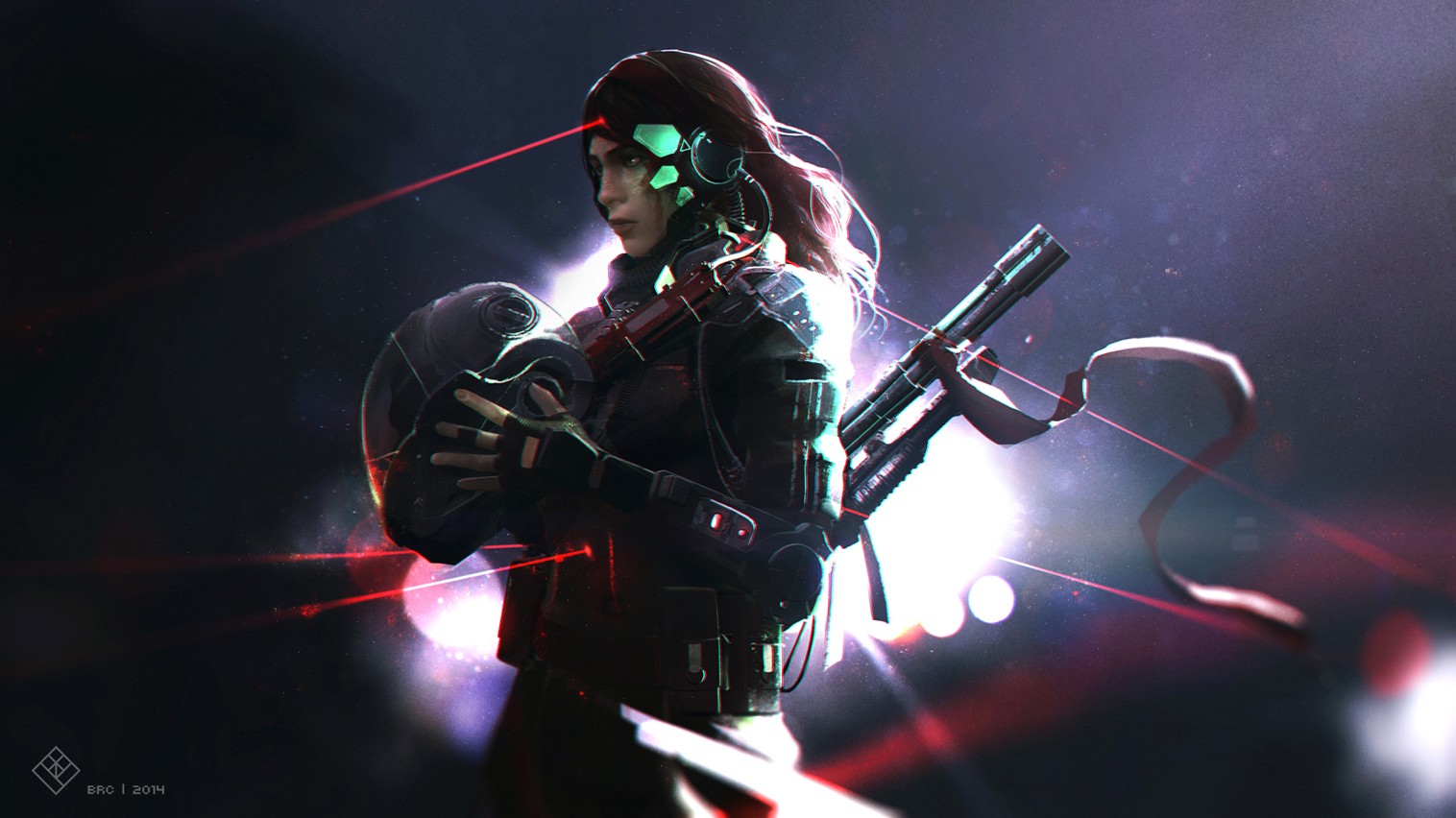 Artwork Concept Art Women Redhead Warrior Futuristic Cyborg Science Fiction 2014 Year 1516x852