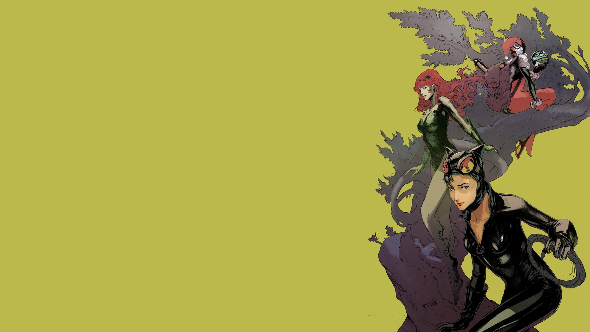 Catwoman Poison Ivy Harley Quinn 1920x1080