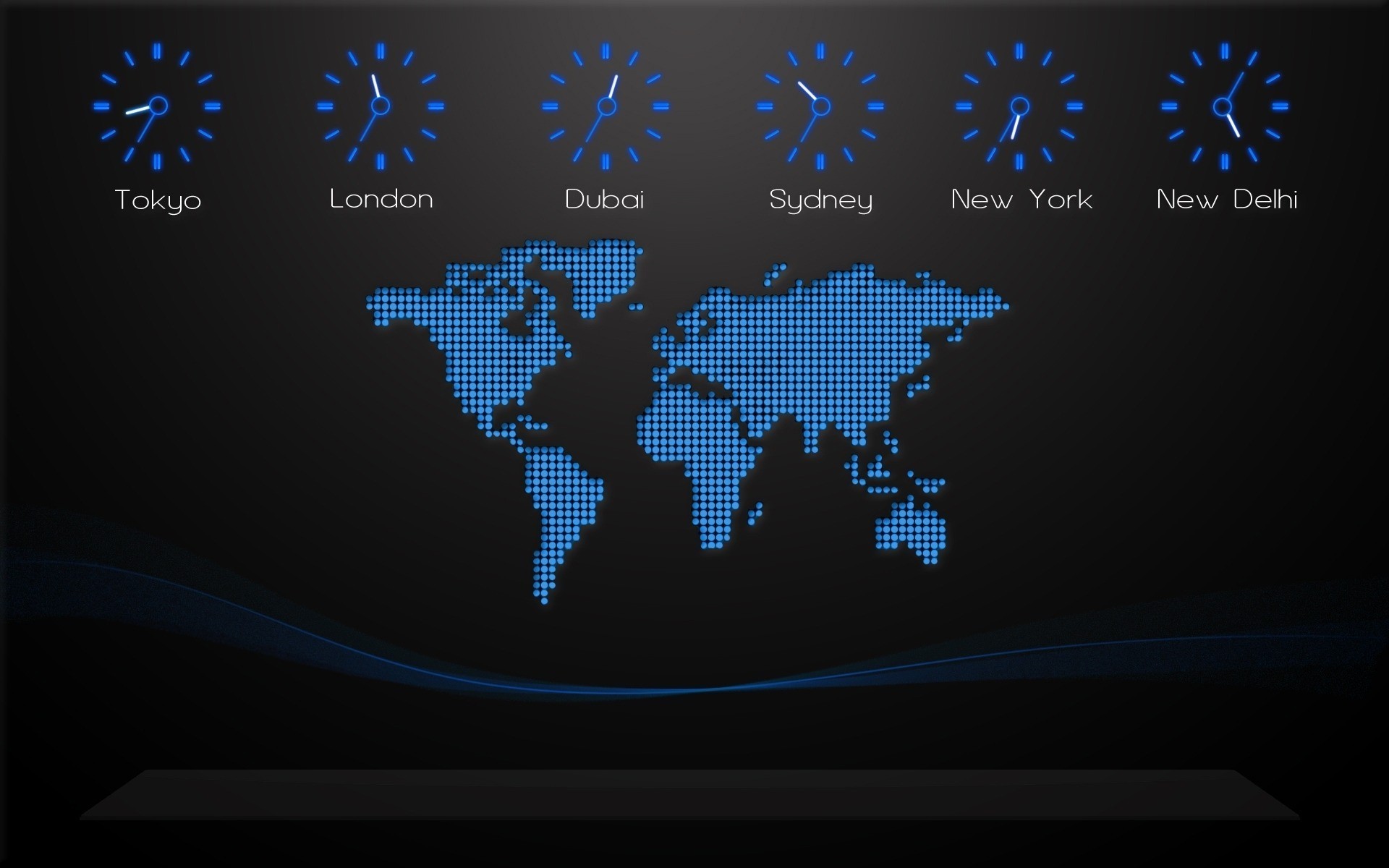Black Background World Map Time Zones Digital Art Clocks City Pixels 1920x1200