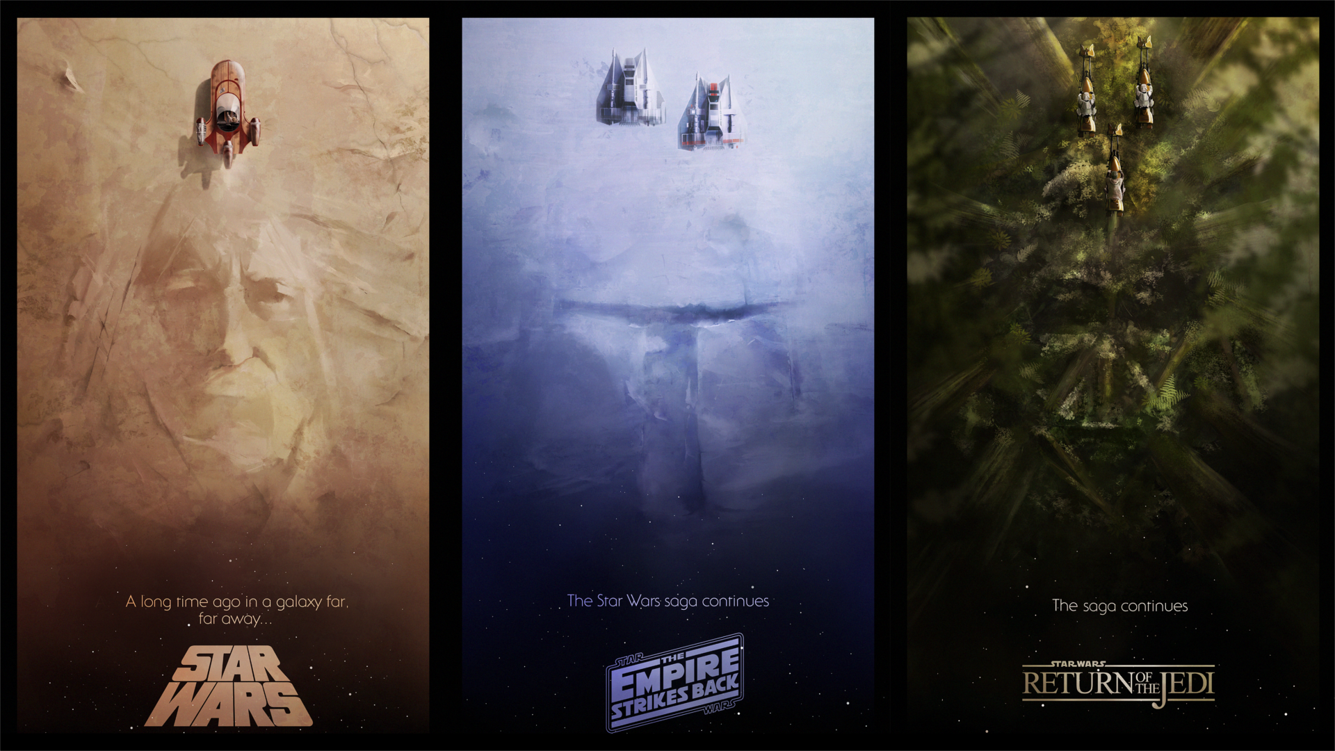 Star Wars Collage The Empire Strikes Back Star Wars Return Of The Jedi Science Fiction Artwork 1920x1080