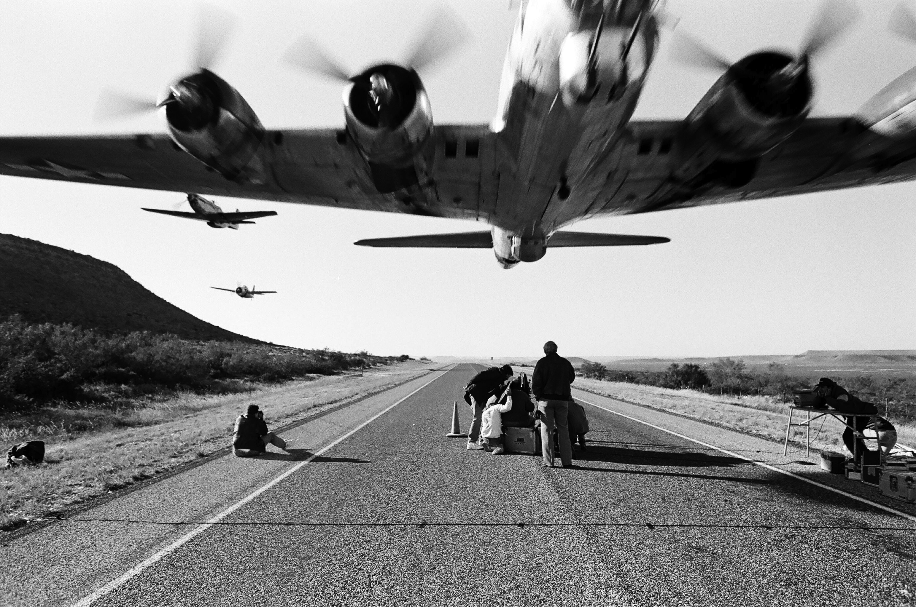 Monochrome Airplane Star Engine Boeing B 17 Flying Fortress Movie Sets Airfield 3088x2048