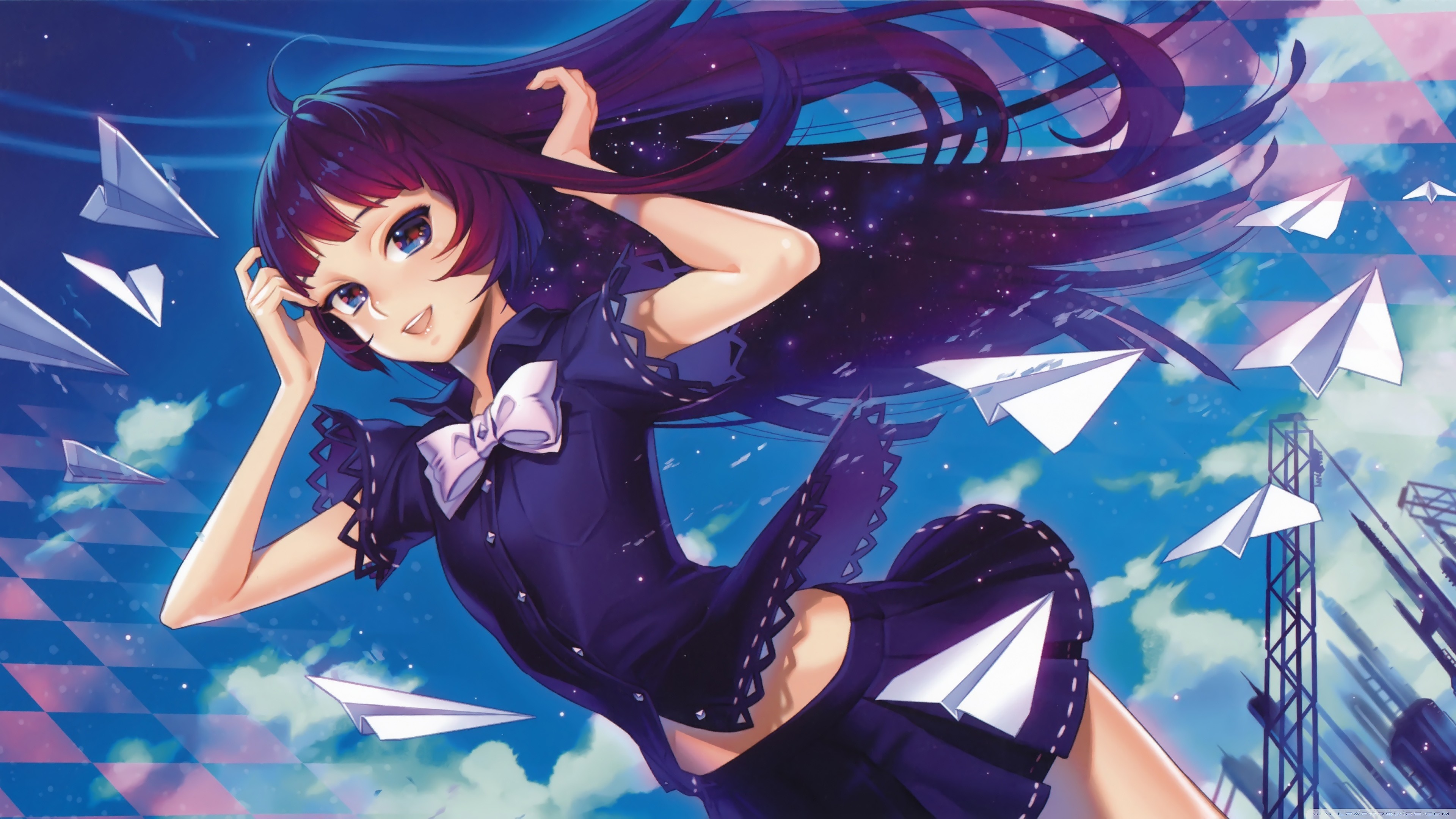 Anime Anime Girls Purple Hair Long Hair Paper Planes 3840x2160