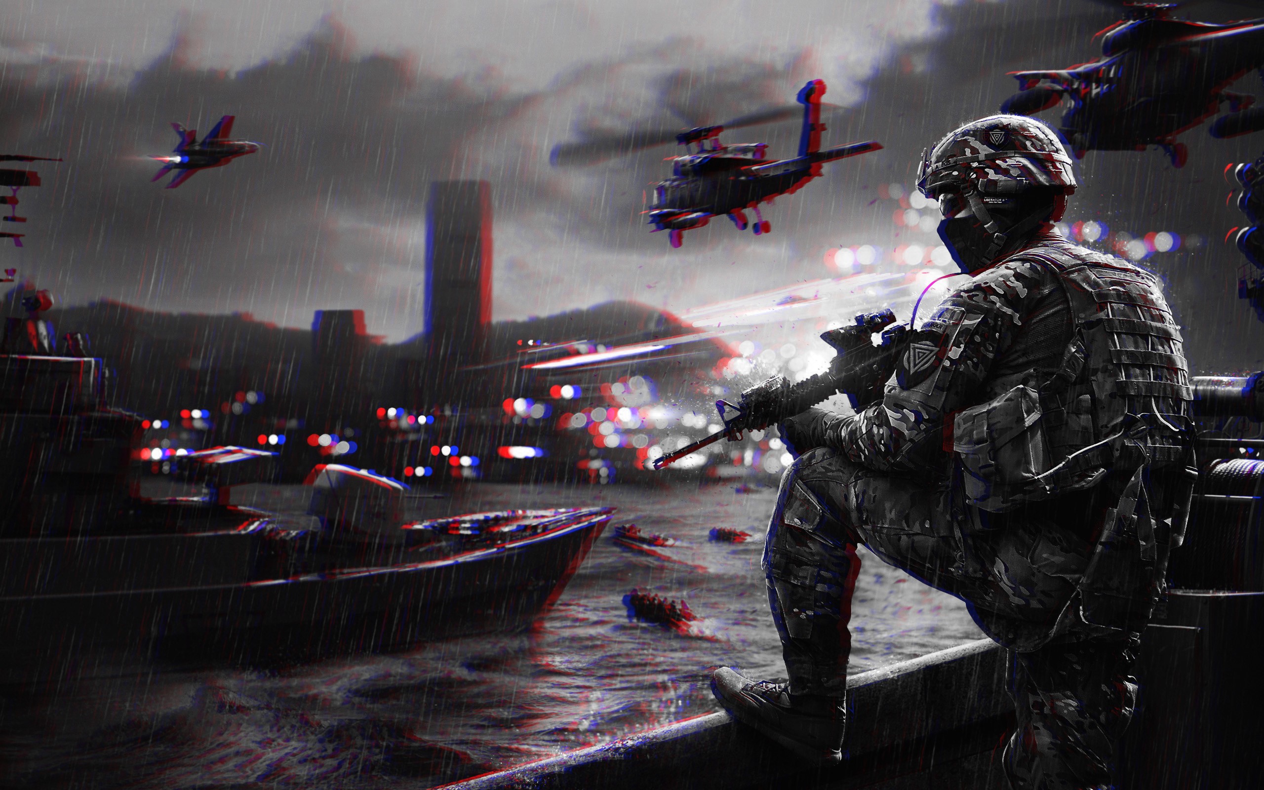 Battlefield 3D Anaglyph 3D 2560x1600