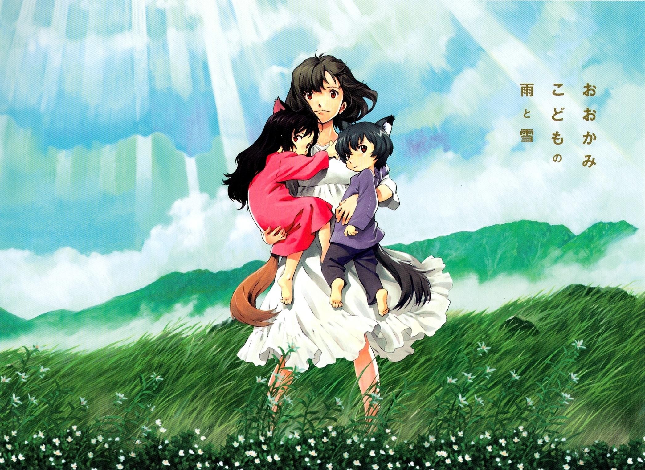 Wolf Children Sunlight Flowers Anime Anime Girls Field 2093x1525