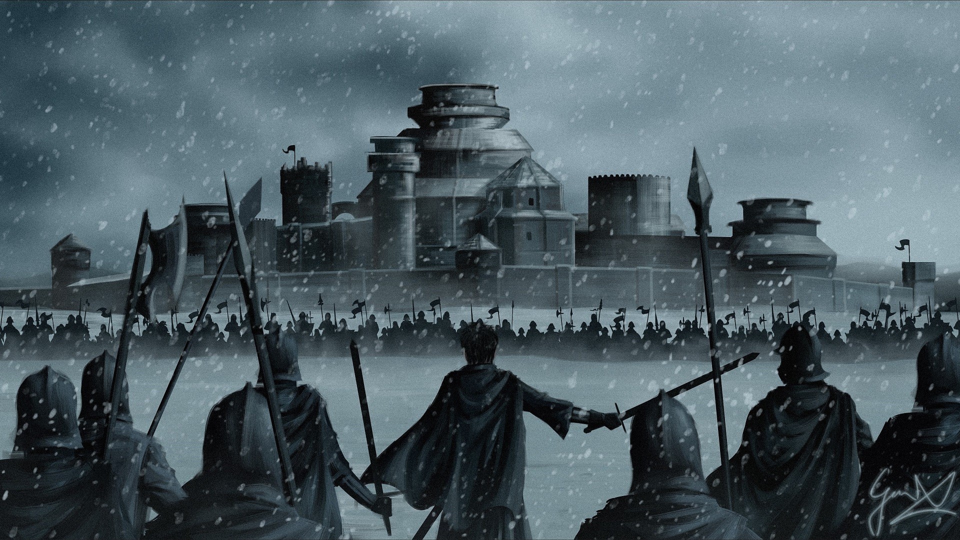 Game Of Thrones Winterfell Stannis Baratheon War Army Snow Winter Artwork A Song Of Ice And Fire Fan 1920x1080