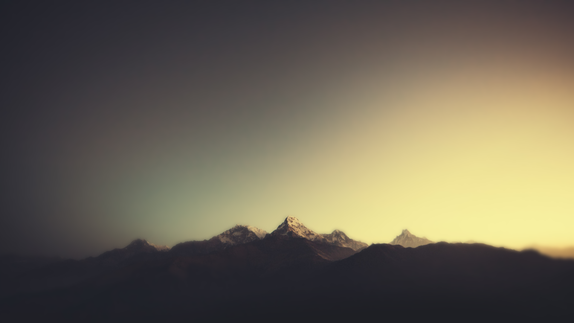 Landscape Mountains Painting Blurred Beige R B 1920x1080