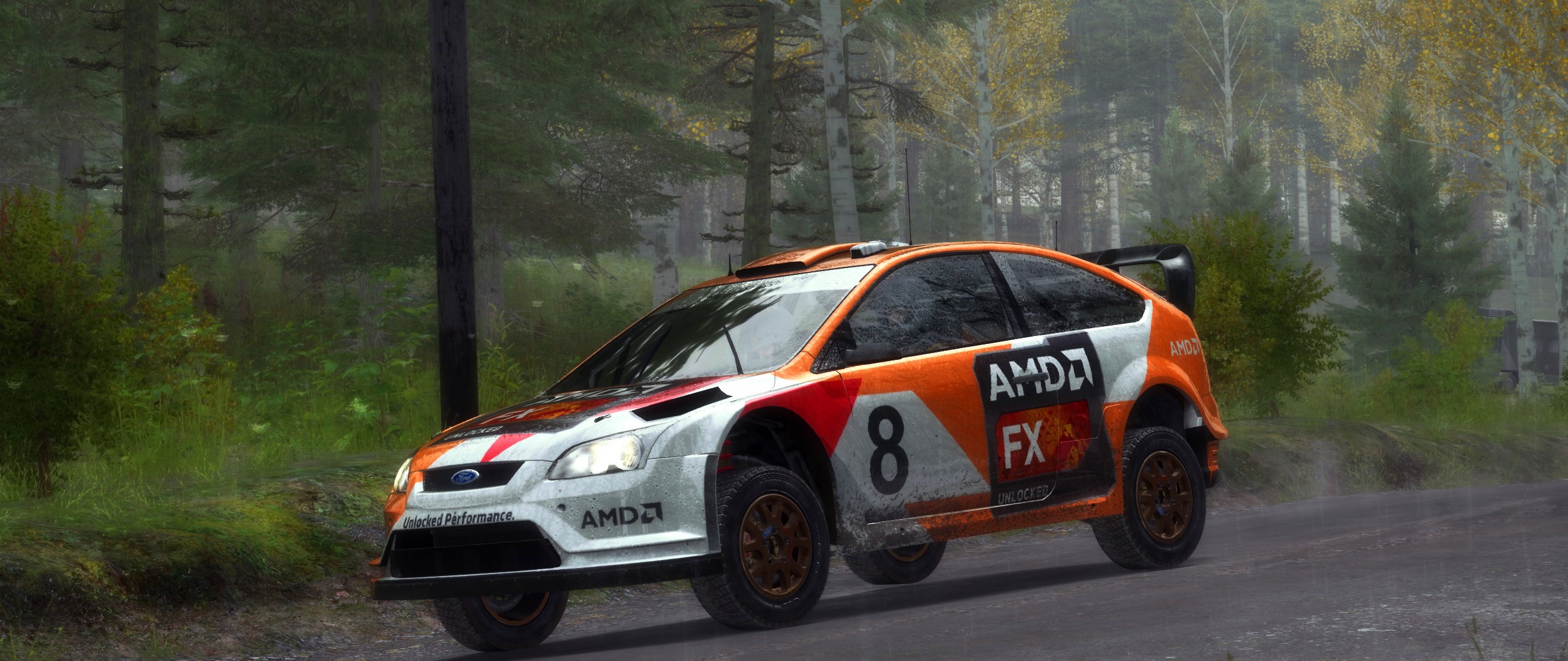 DiRT Rally AMD Car Ford Numbers Racing Vehicle 2560x1080