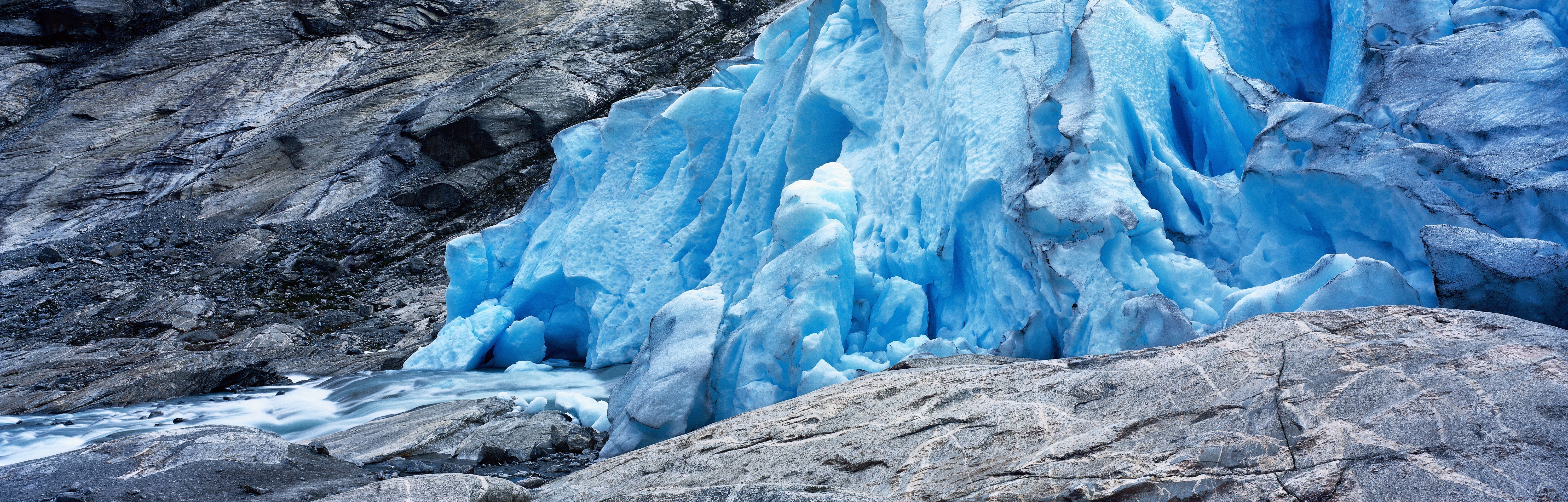 Landscape Ice Nature Cyan Glaciers Rock 6000x1920