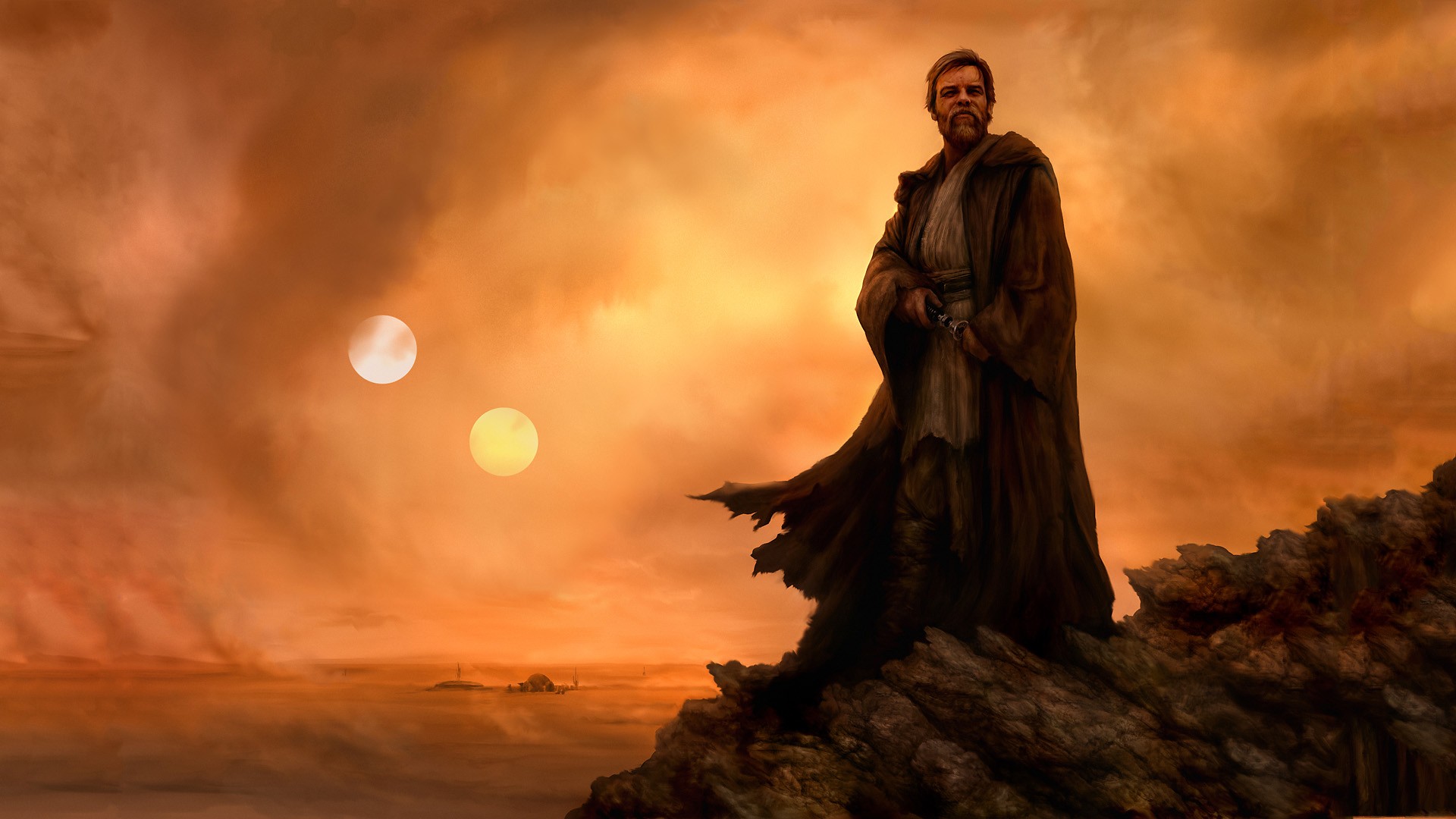 Star Wars Jedi Obi Wan Kenobi Tatooine Artwork 1920x1080