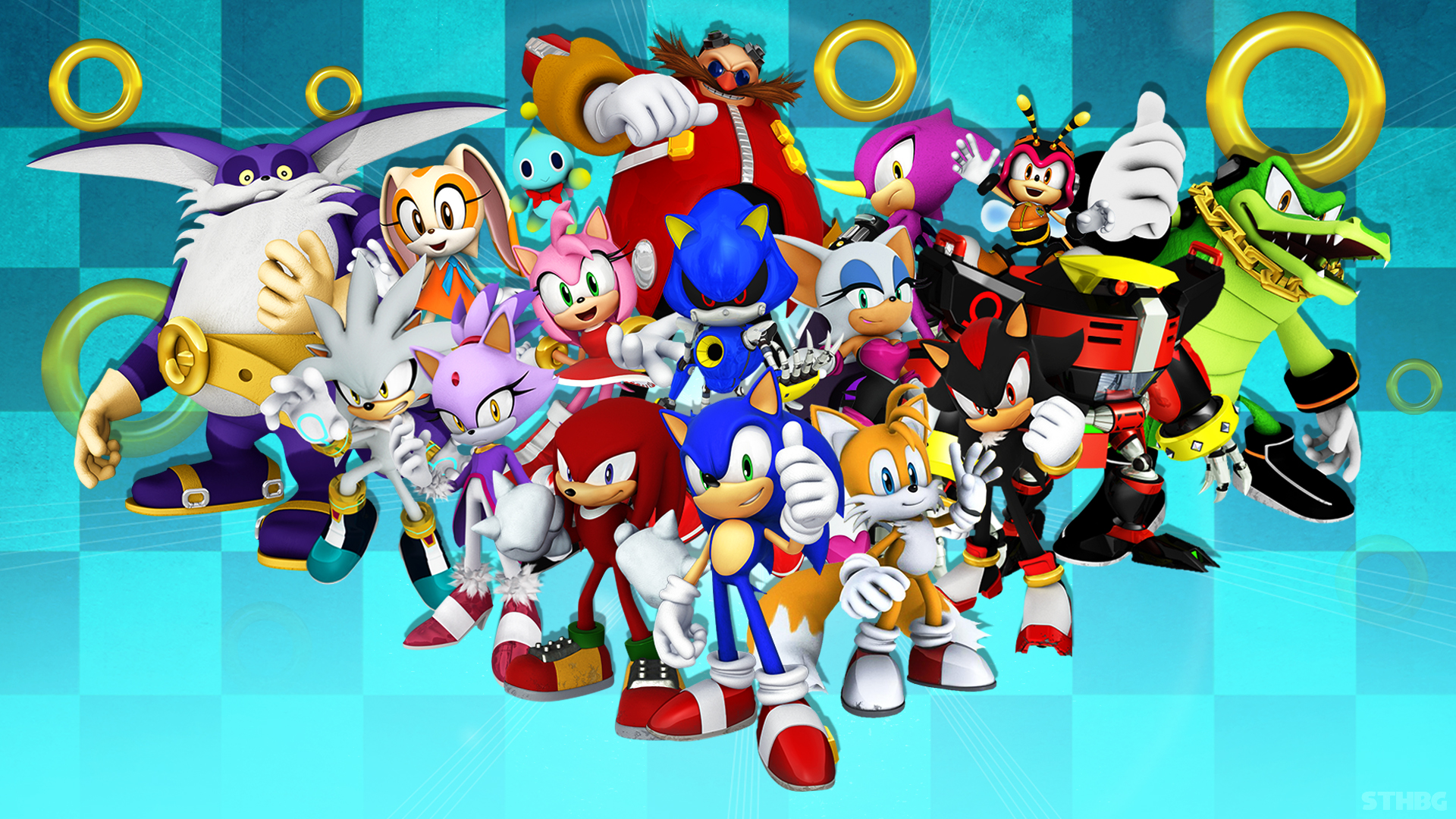 Sonic Sonic The Hedgehog Sega Video Games Tails Character Knuckles Metal Sonic 1920x1080