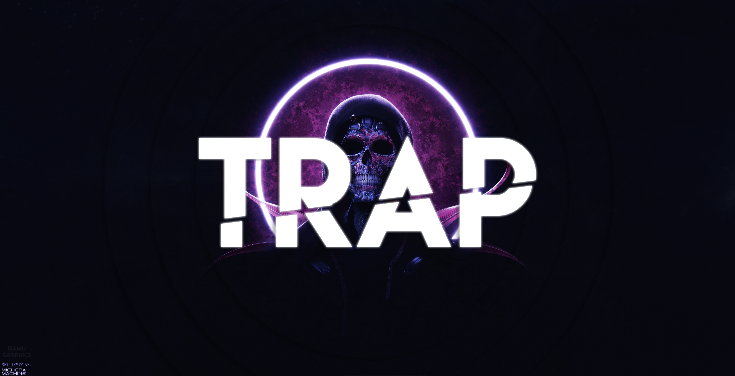 Michael Michera Trap Music Planet Skull Typography Simple Background Artwork 2560x1311