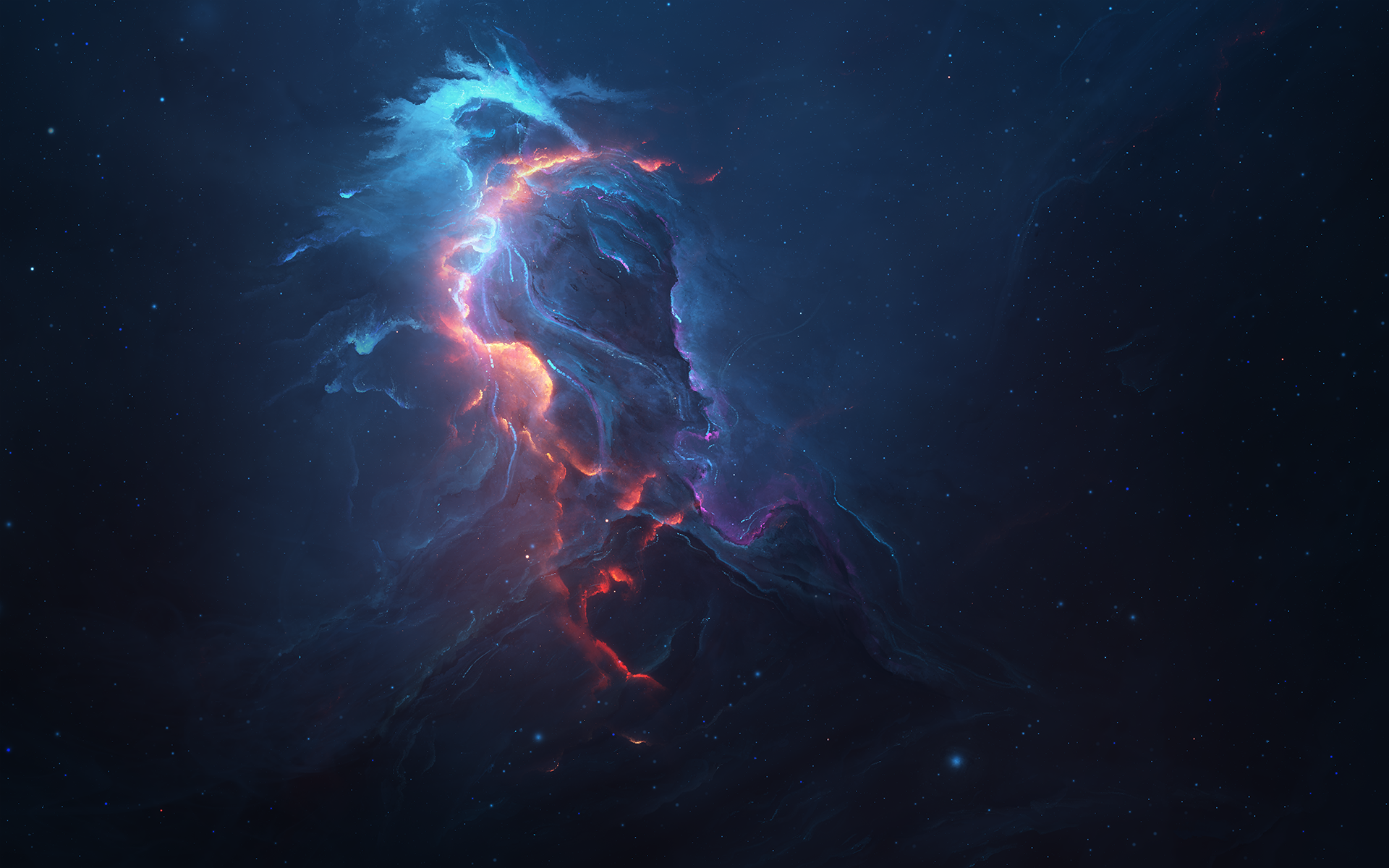 Nebula Space Blue Stars 1920x1200