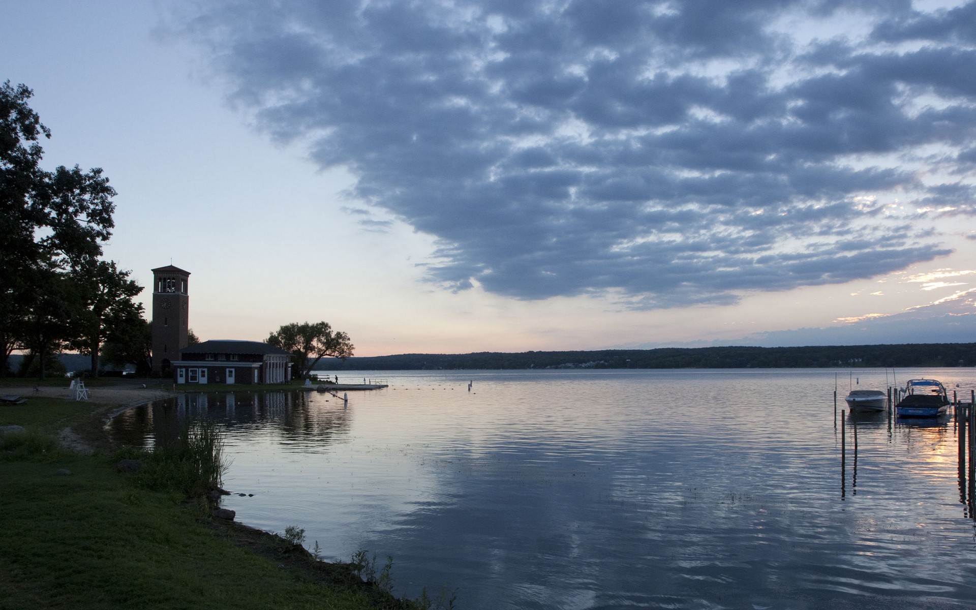 Lake Landscape Clock Tower Coast 1920x1200