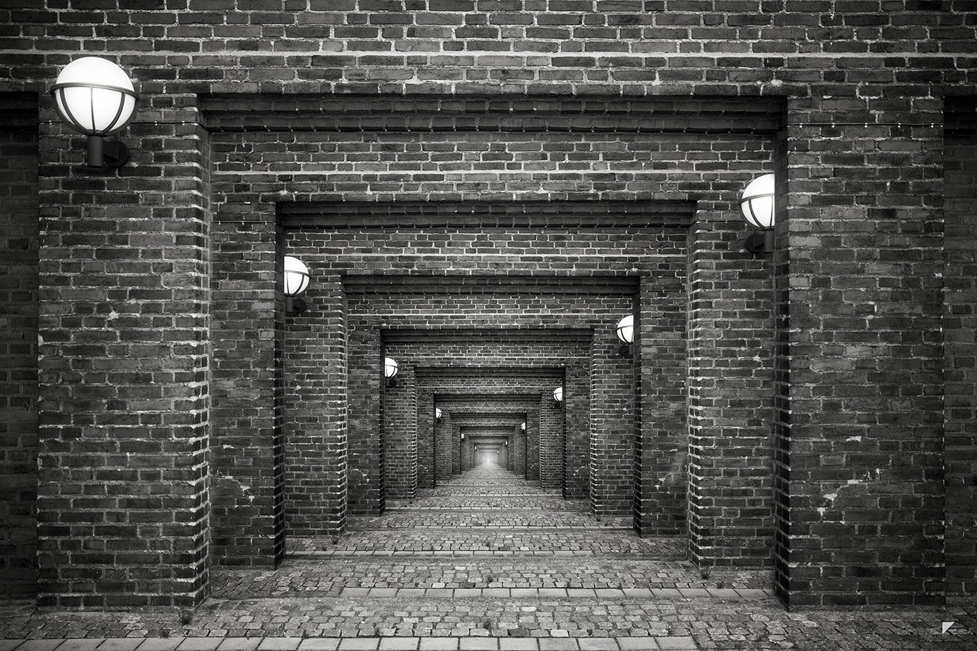 Architecture Symmetry Lights Photo Manipulation Monochrome Wall Bricks Collage Gates Gray Pavements 1400x933