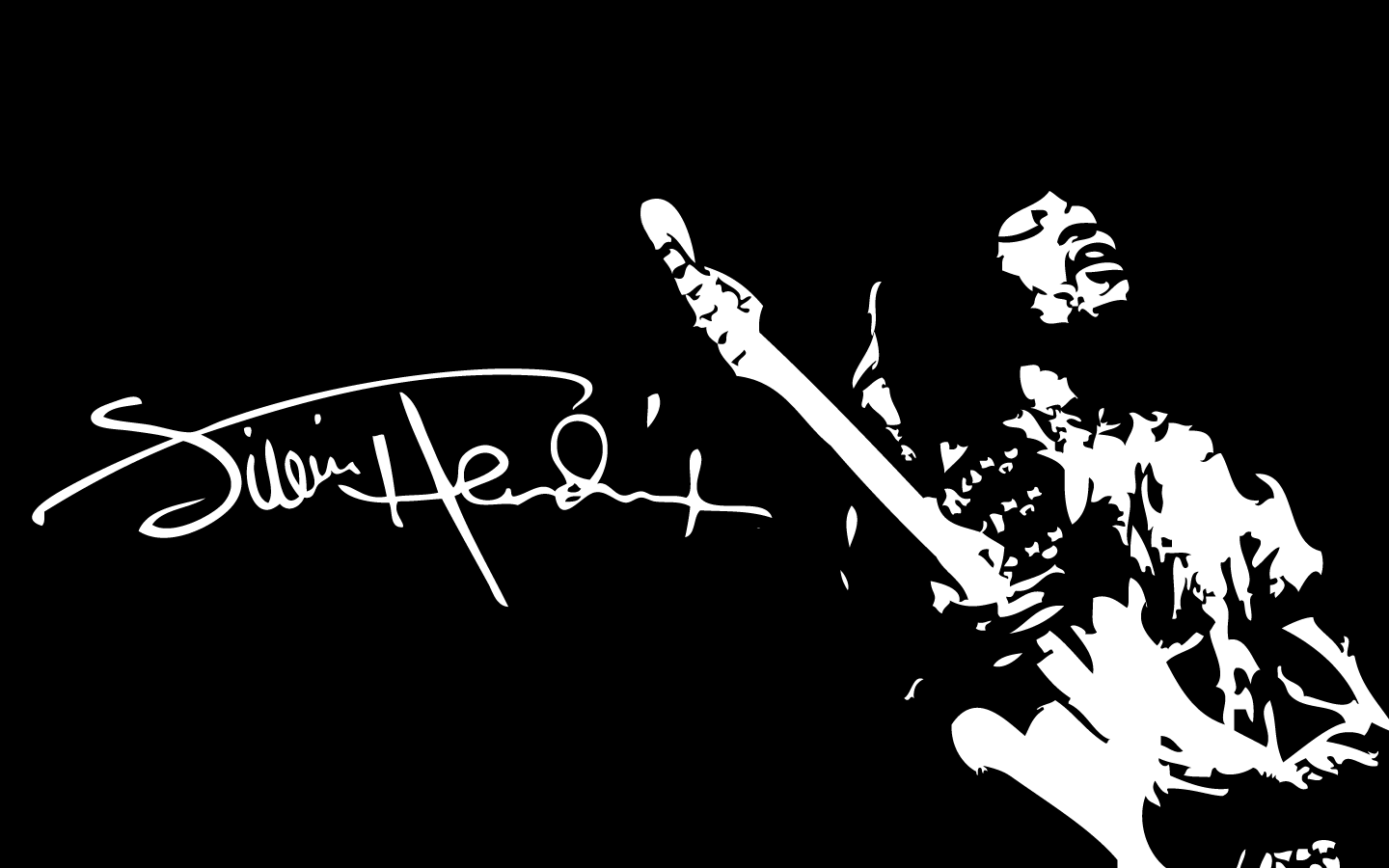 Men Singer Jimi Hendrix Guitar Blues Rock Legends Afro Minimalism Artwork Monochrome Signatures Whit 1440x900