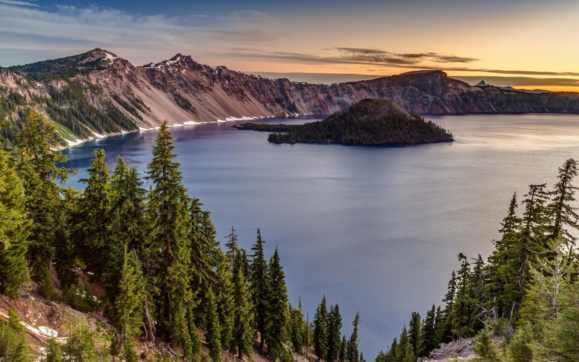 Landscape Mountains Lake Trees Island Oregon Crater Lake 1920x1200