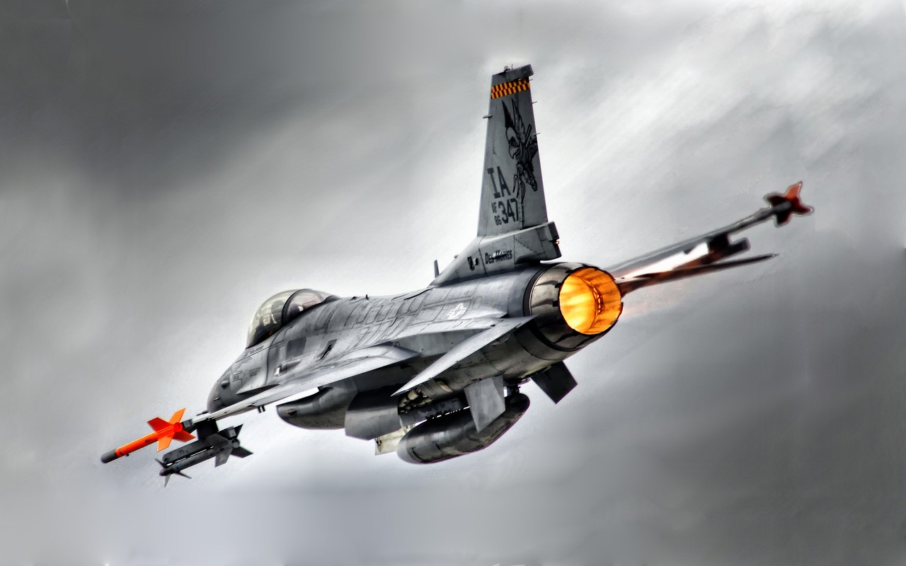 General Dynamics F 16 Fighting Falcon Aircraft Military Aircraft Jet Fighter Selective Coloring Afte 1280x800