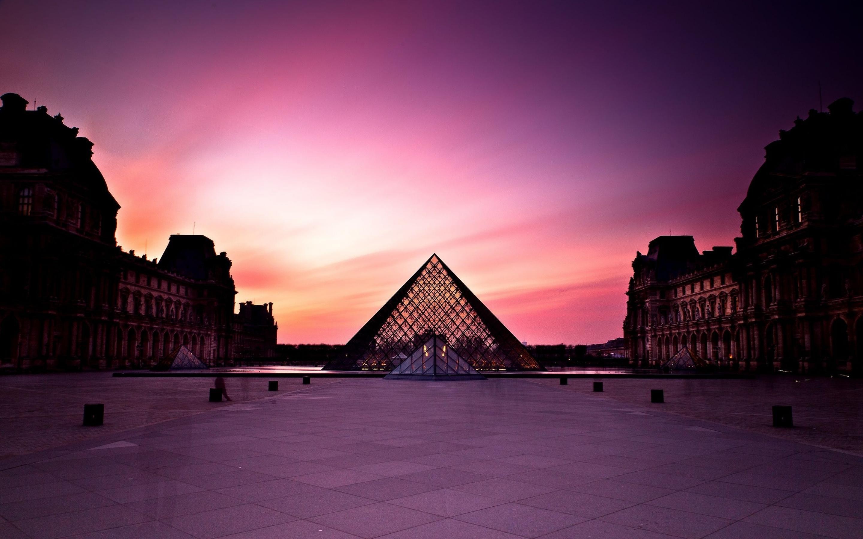 Photography Dusk Paris Museum Building Architecture Louvre Palace 2880x1800