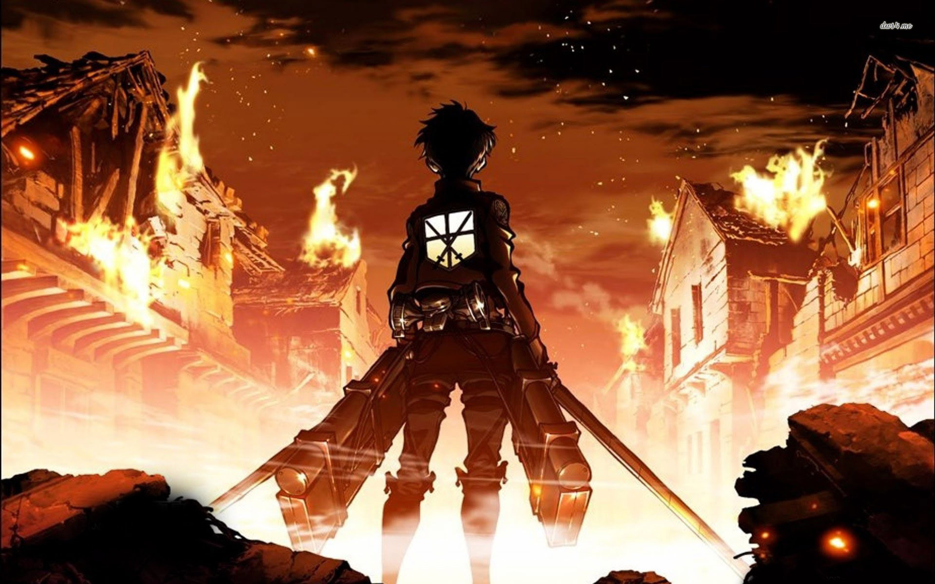 Eren Jeager Attack On Titans Shingeki No Kyojin Fire Anime 1920x1200