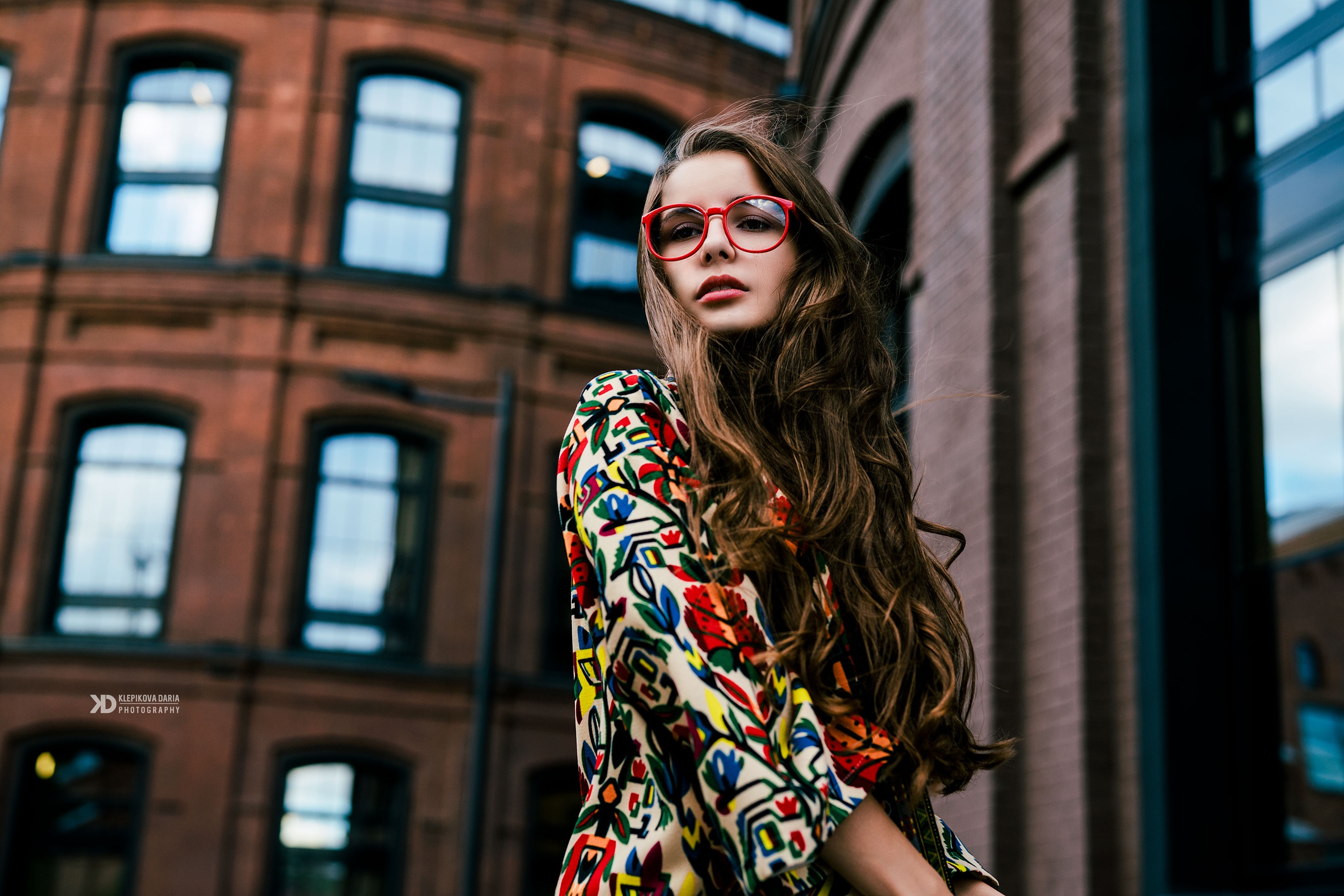 Women Model Brunette Long Hair Portrait Outdoors Women With Glasses Glasses Depth Of Field Building  2560x1707