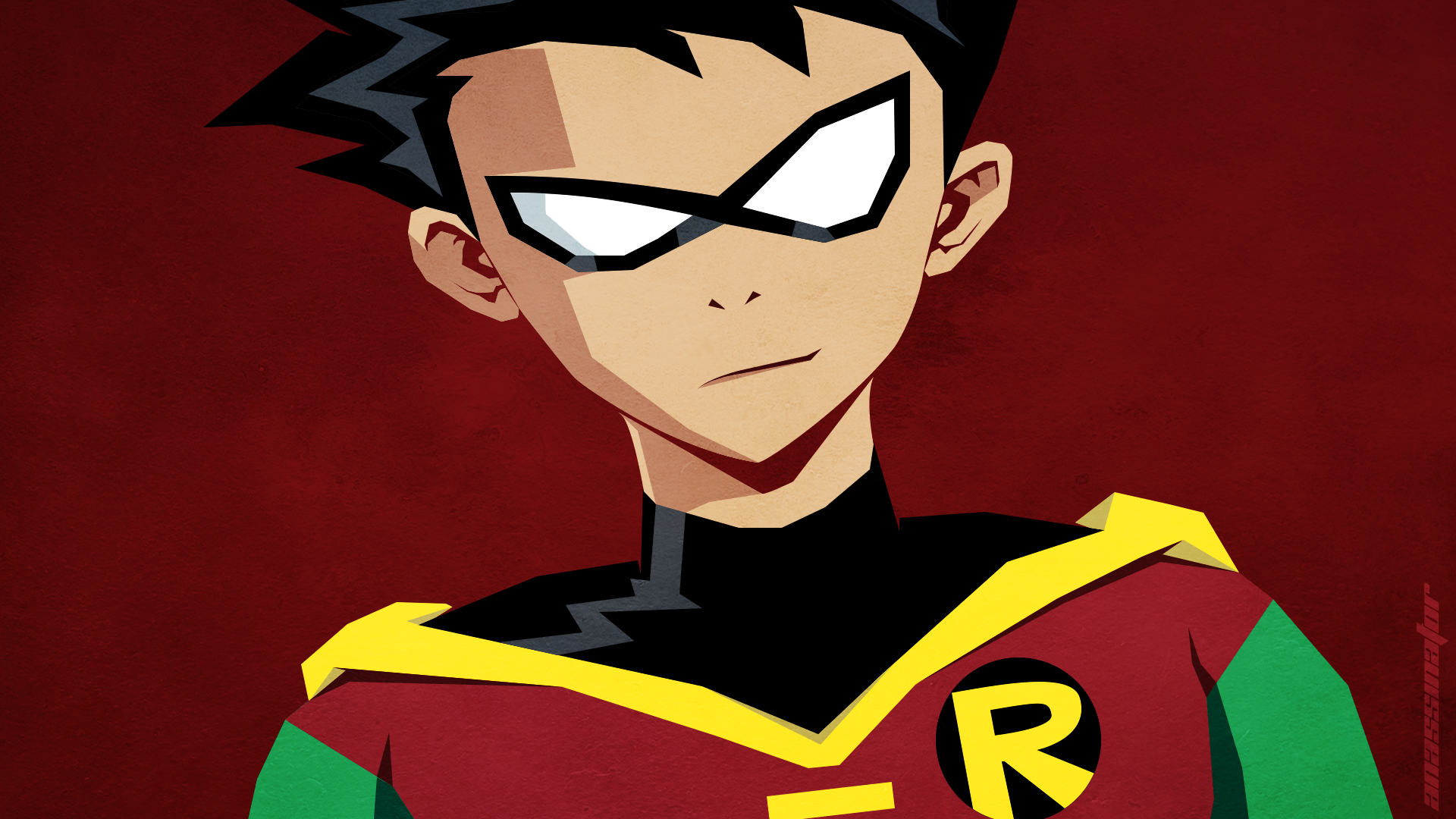 Teen Titans Robin Character Anime Red Background 1920x1080