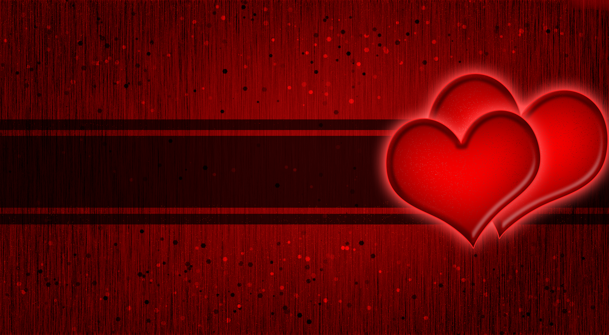 Love Valentine Red Heart Design Digital Art Red Background 2000x1100