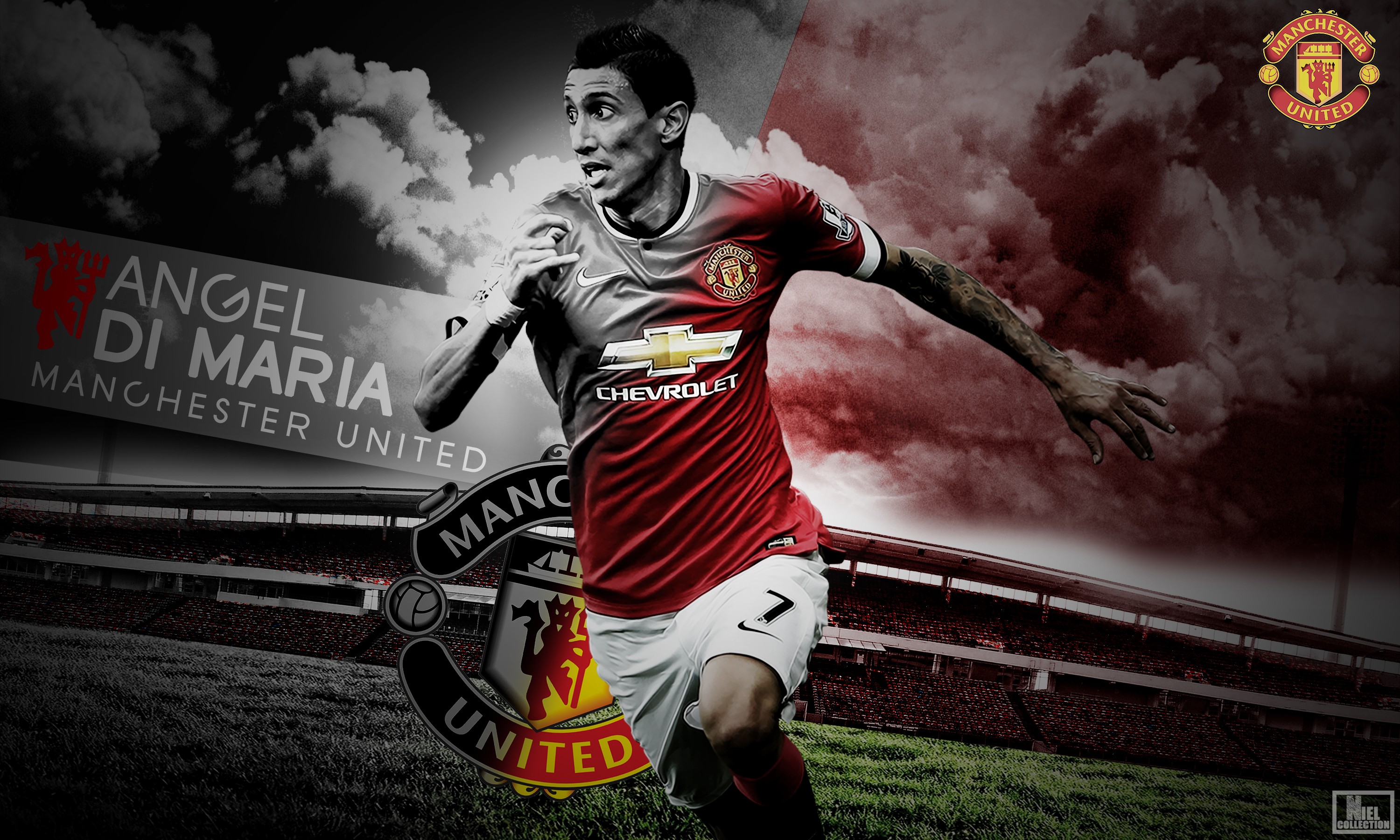 Manchester United Red Devil Footballers Angel Di Maria 3000x1800