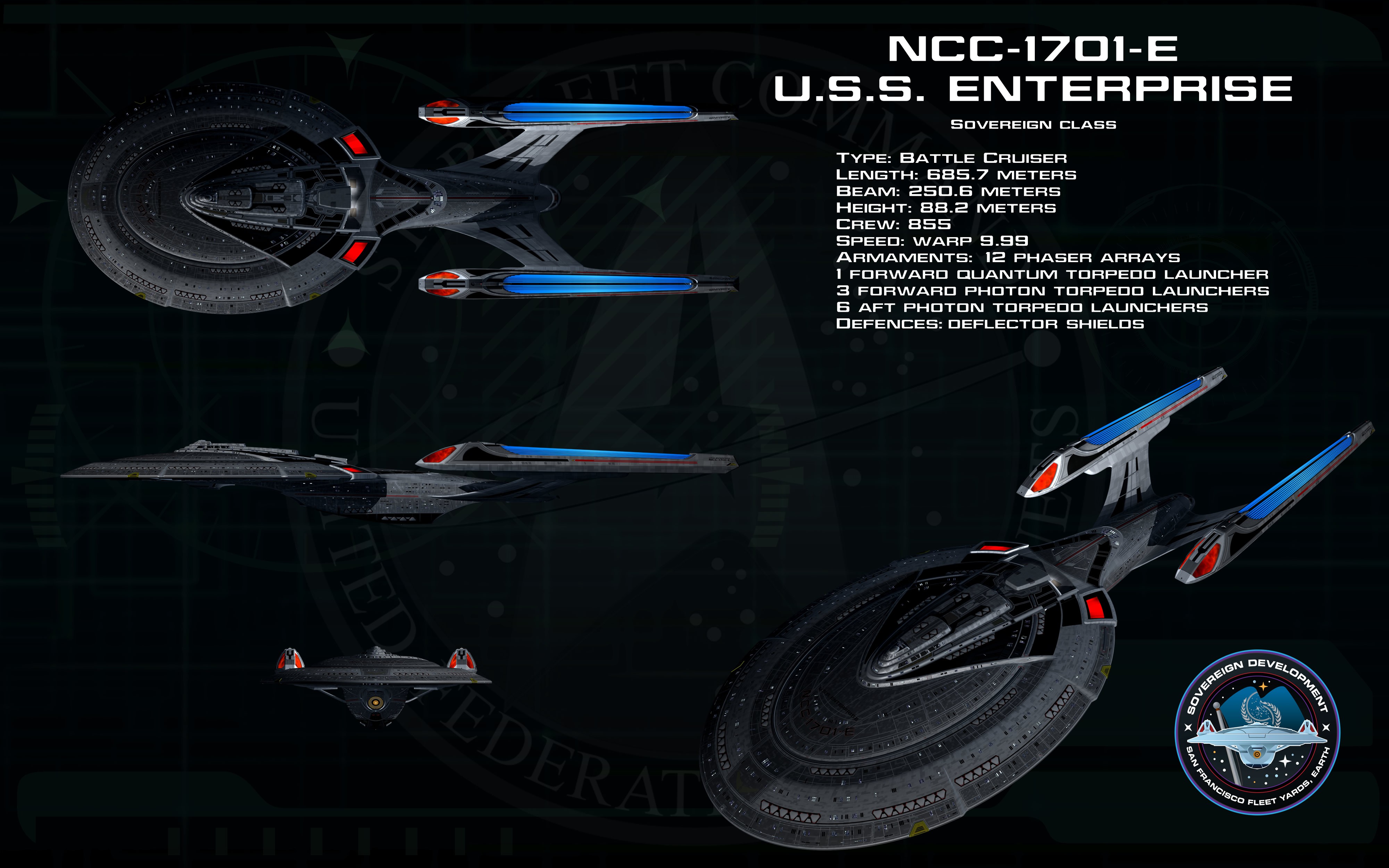 Star Trek USS Enterprise Spaceship Science Fiction Numbers Infographics 4000x2500