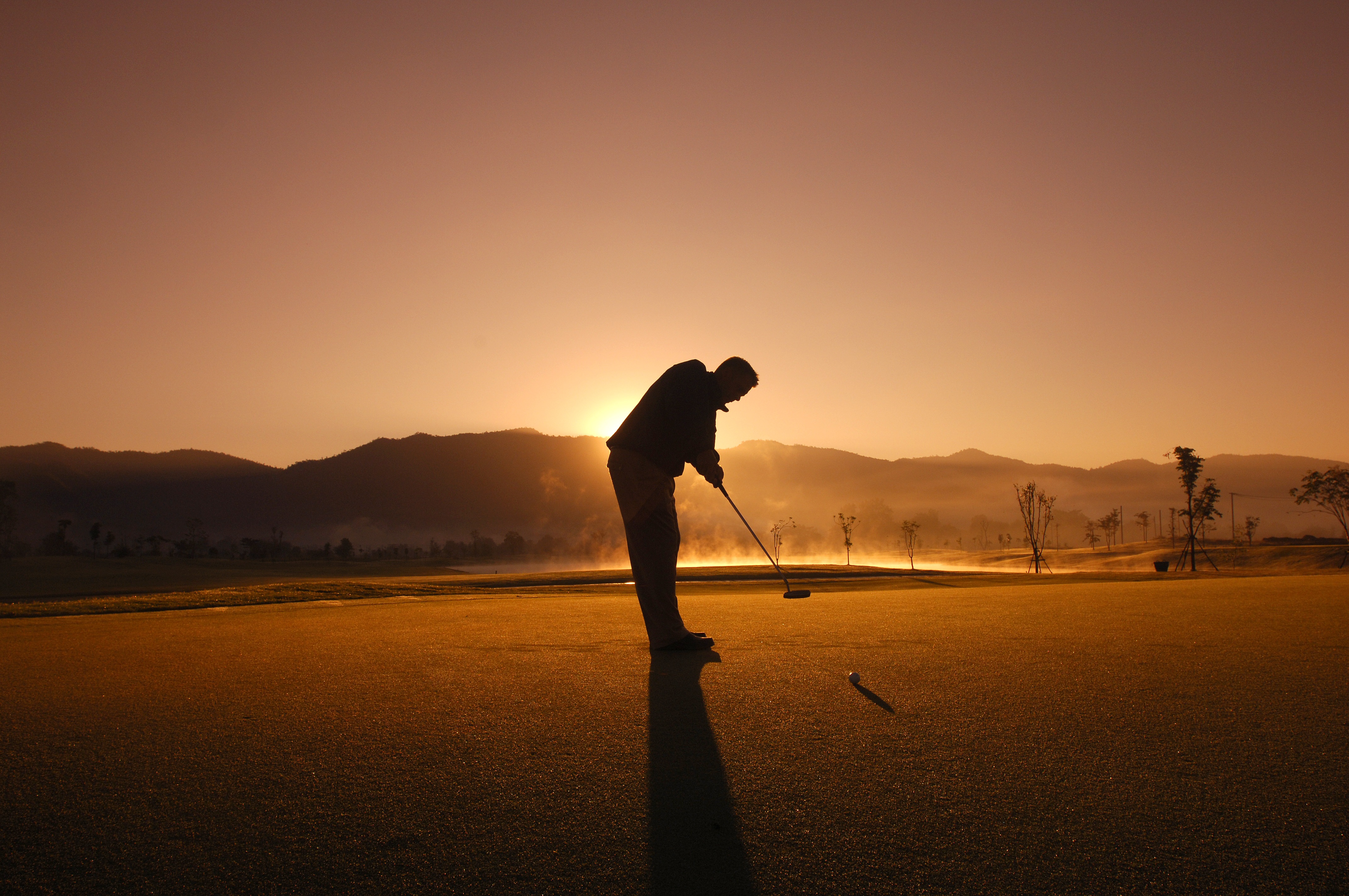 Golf Sunset Silhouette Sport Golf Club Man Golfer Golf Course 4288x2848