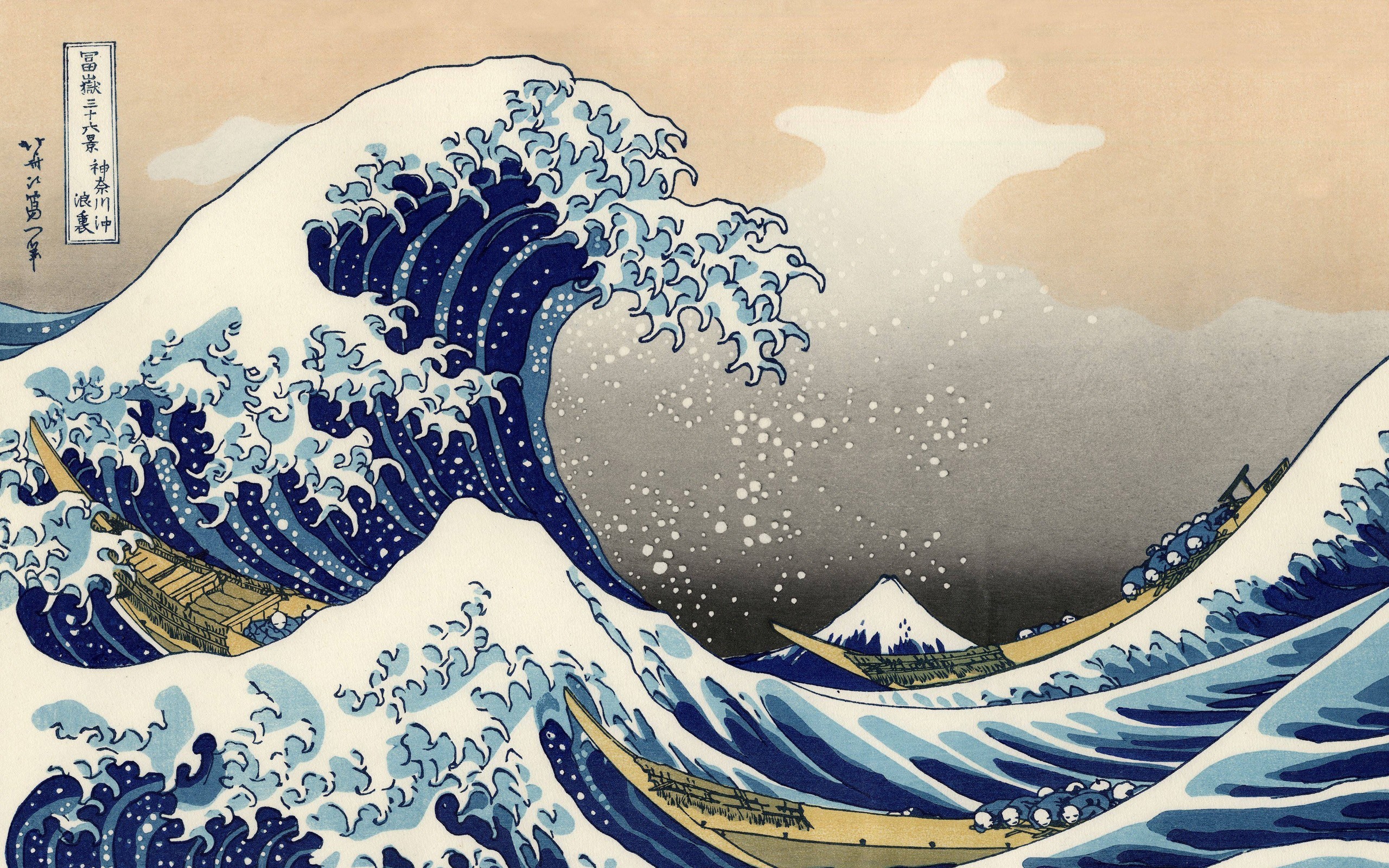 Traditional Artwork Wood Block Hokusai The Great Wave Off Kanagawa Sea Japan Artwork 2560x1600