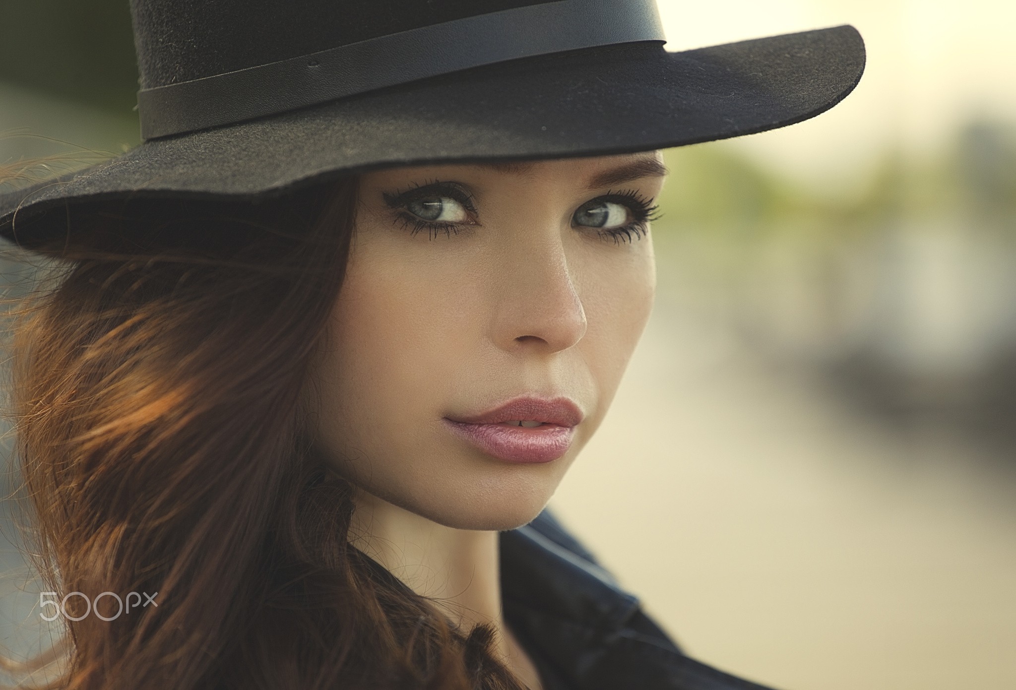 Women Face Hat Portrait Closeup Eyes Depth Of Field 500px Lips Yuri Egoroff Brunette Looking At View 2048x1391