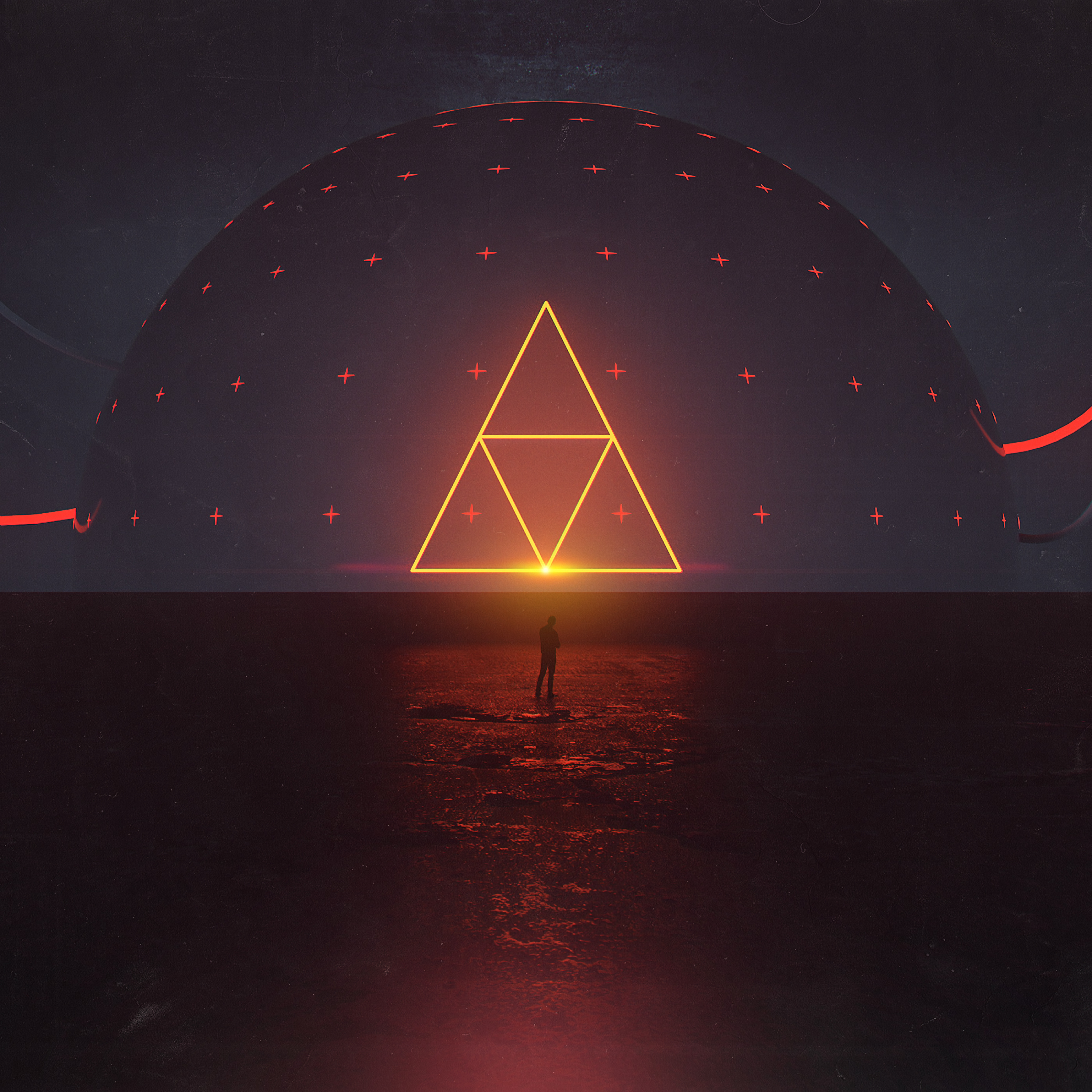 Abstract Digital Triangle Neon Triforce 3000x3000