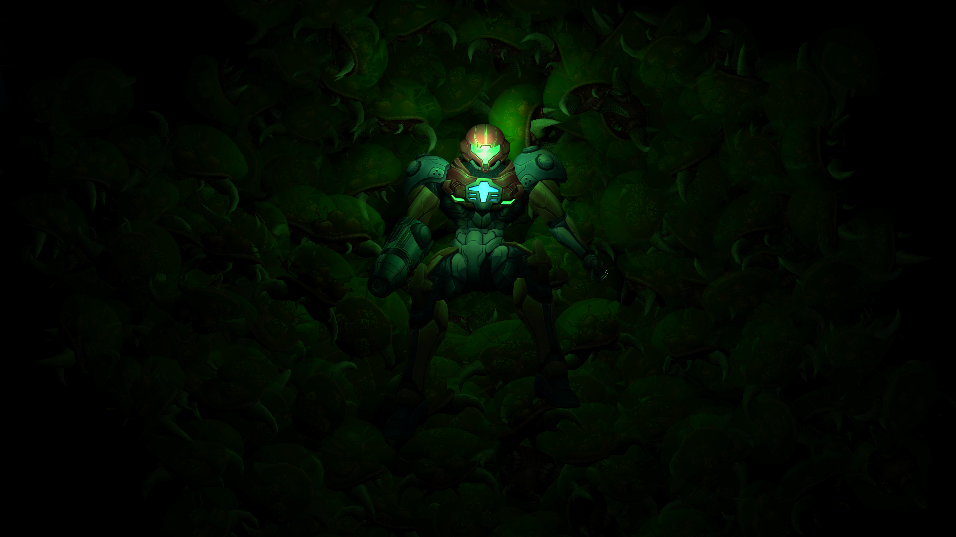 Metroid Video Games Video Game Art Samus Aran Green Light 3200x1800