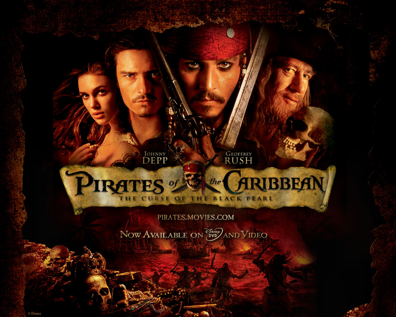 Pirates Of The Caribbean The Curse Of The Black Pearl Jack Sparrow Will Turner Orlando Bloom Blackbe 1280x1024