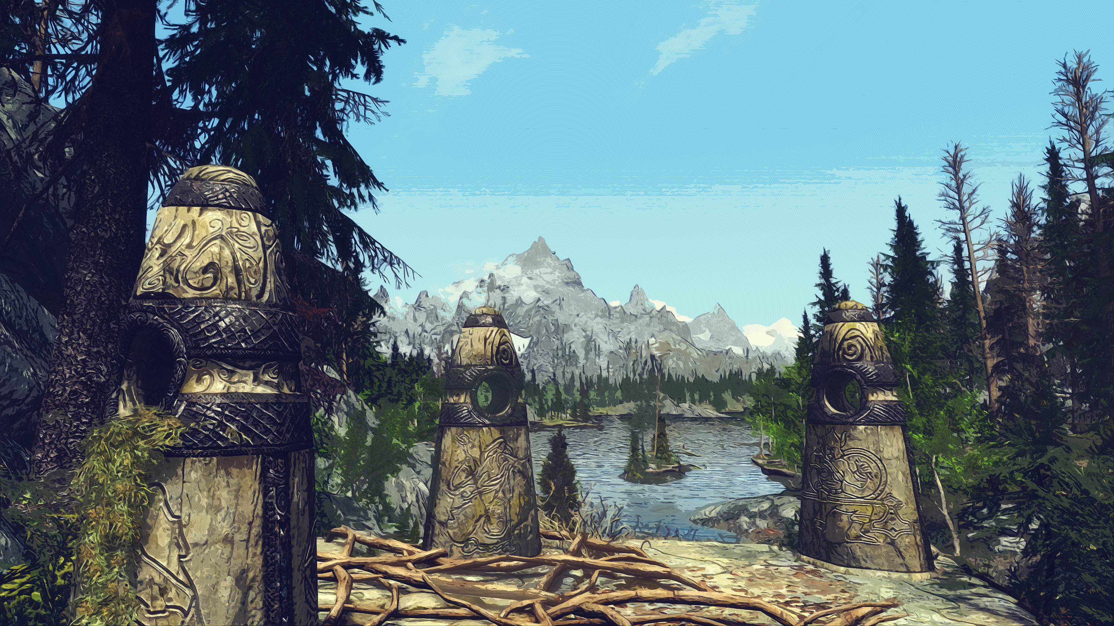 The Elder Scrolls V Skyrim Video Games Tamriel Cartoon Photoshop Colorful The Elder Scrolls 3840x2160