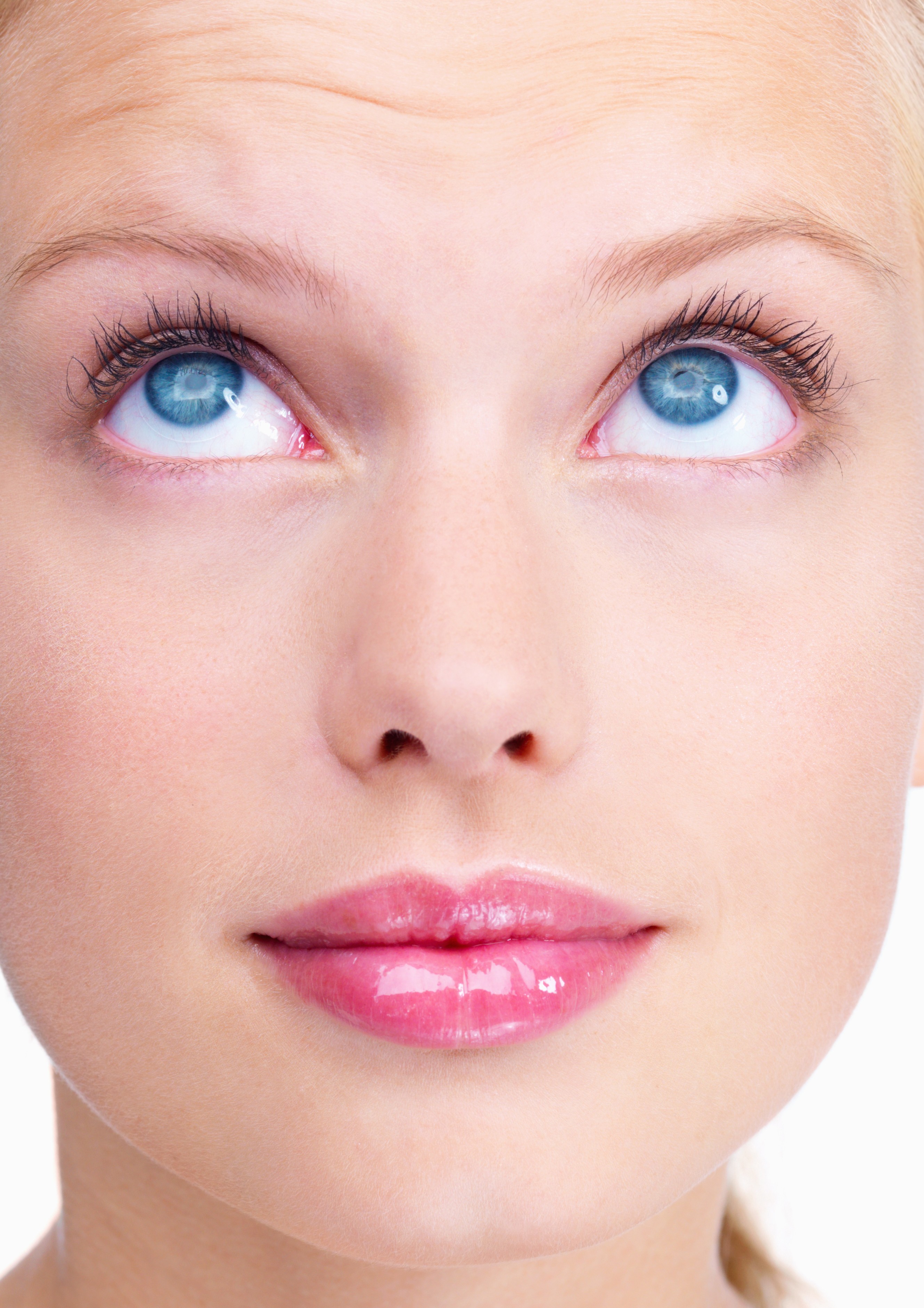 Women Model Face Blue Eyes Gloss Lips 2659x3763