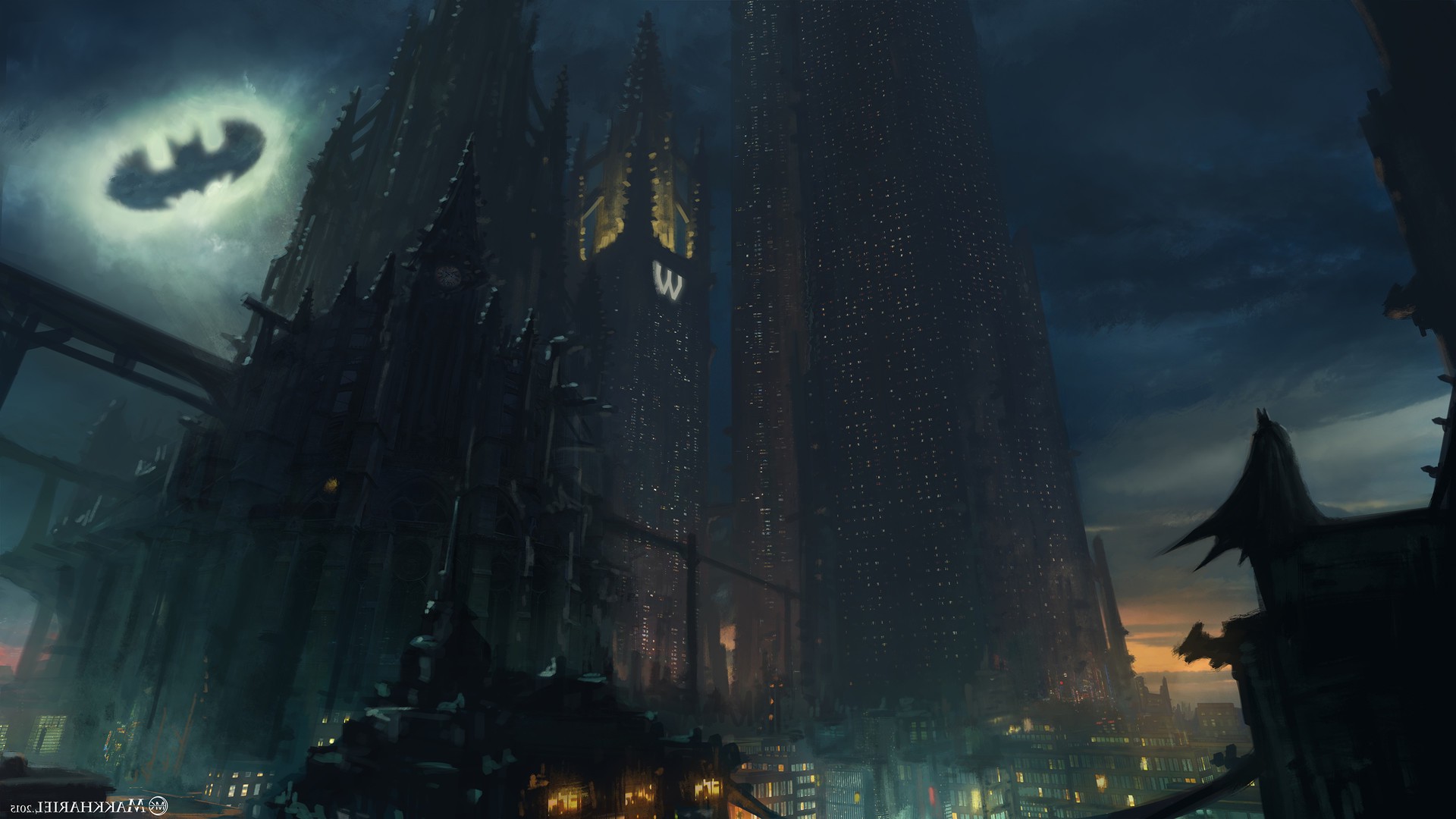 Batman Bat Signal Gotham City 1920x1080