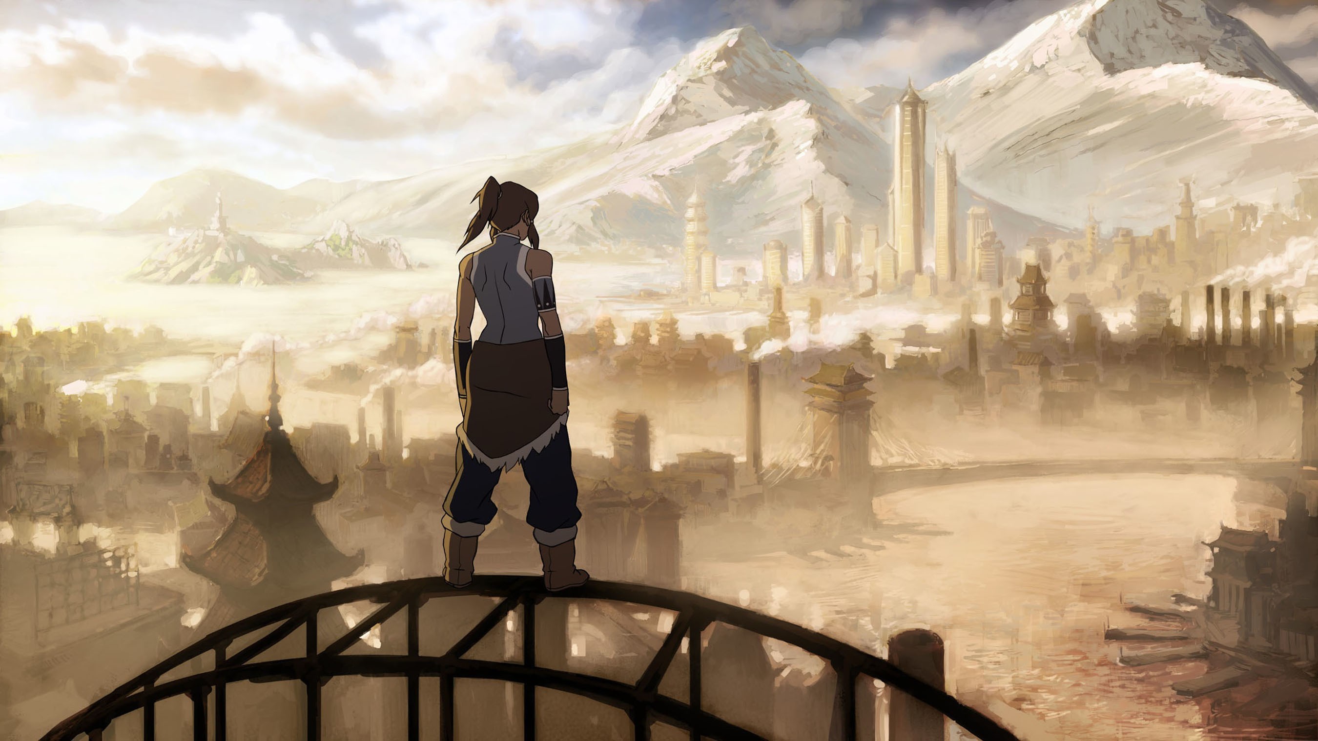 The Legend Of Korra Korra Mountains Fantasy City Anime Girls Anime 2700x1519