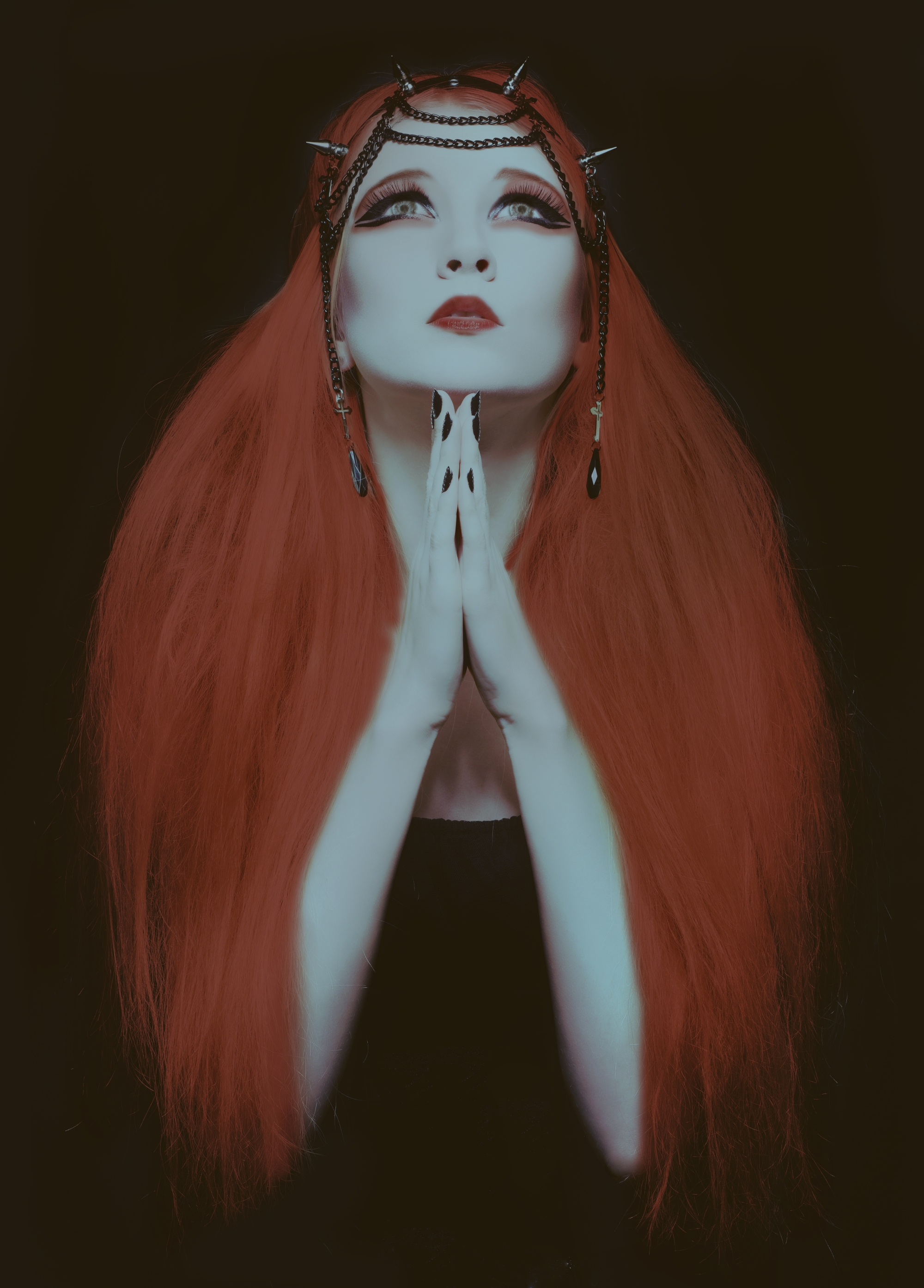 Women Gothic Redhead Praying Goths Alternative Subculture 2000x2788