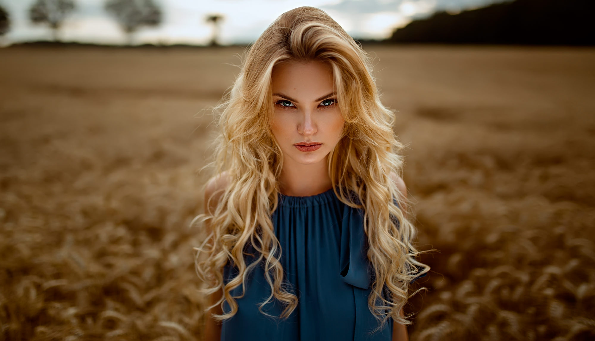 Women Damian Piorko Blonde Portrait Long Hair Wavy Hair Women Outdoors 2000x1148
