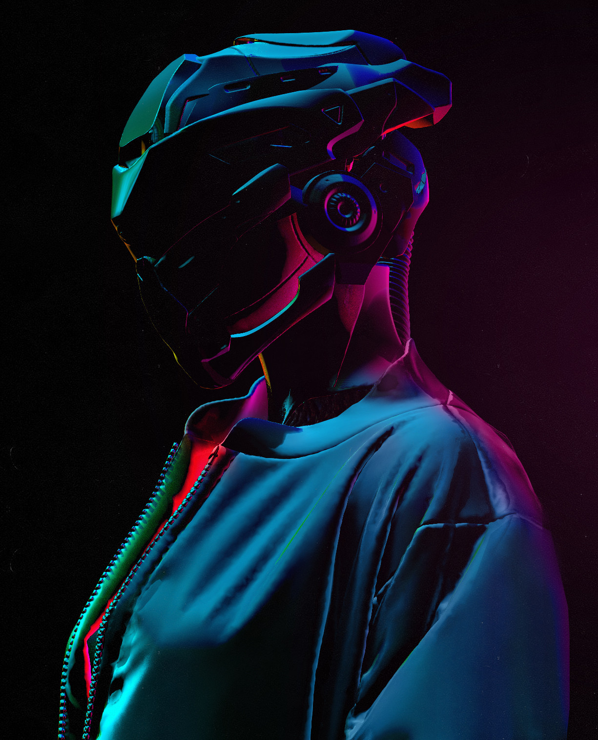 Women Artwork Digital Art Tony Skeor Drawing Helmet Cyberpunk Neon Synthwave Retrowave Retro Style 1225x1517