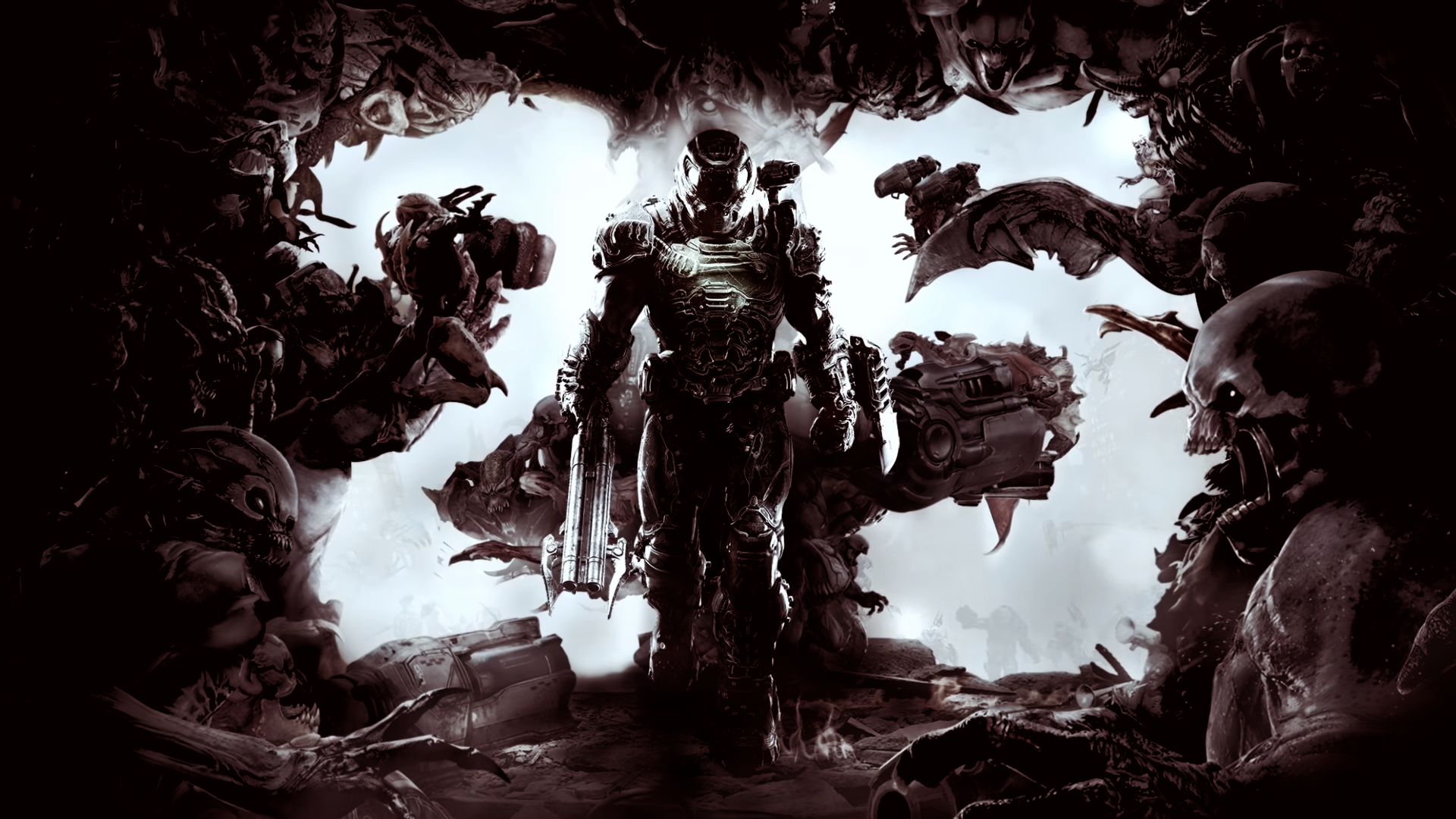 Doom Game Doom 2016 Demon Hell Imp Revenant 2016 Year Video Games Video Game Art 1920x1080
