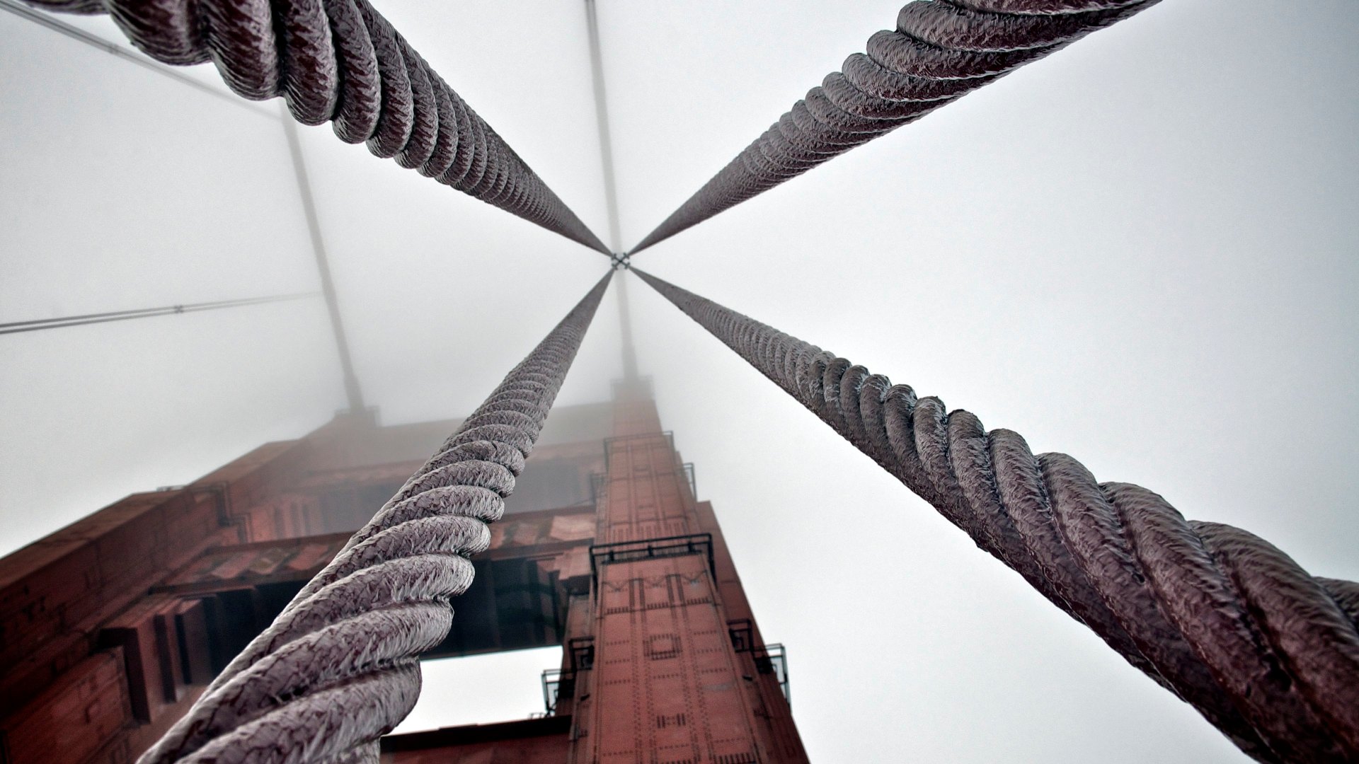 Golden Gate Bridge San Francisco Steel Rope Bridge Mist 1920x1080