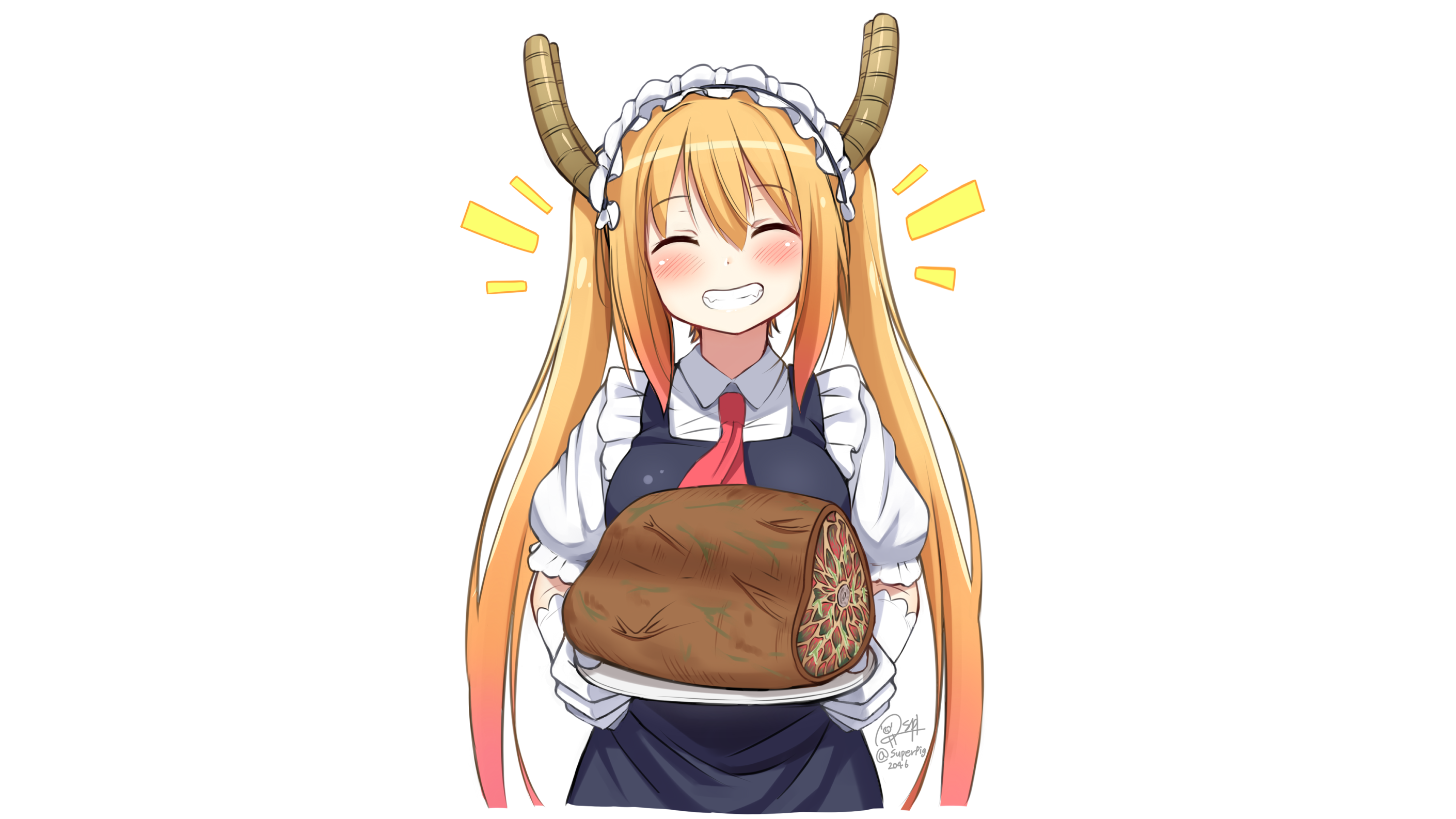 Miss Kobayashis Dragon Maid Tohru Kobayashi San Chi No Maid Dragon Simple Background Meat 2820x1586