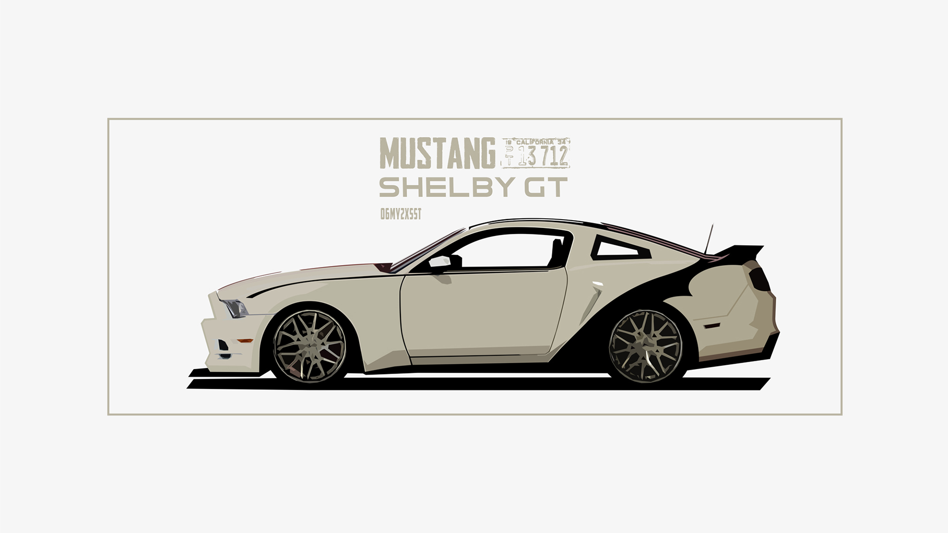 Car Mustang Shelby GT Vehicle Mustang Car Artwork Numbers White Background 1920x1080