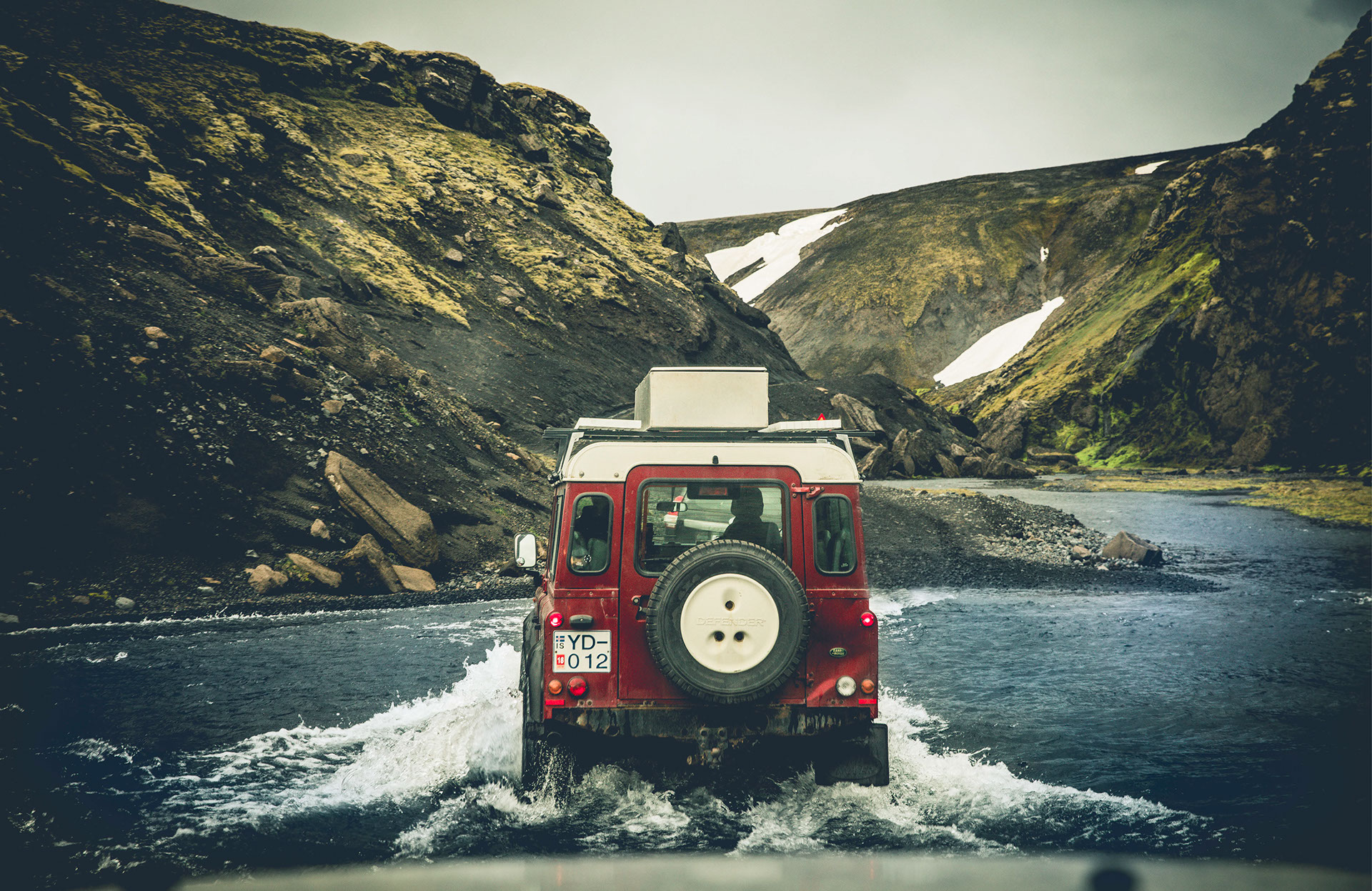 Car Vehicle Landscape Land Rover Iceland Water Mountains Rear View Scenery From Behind 1920x1247