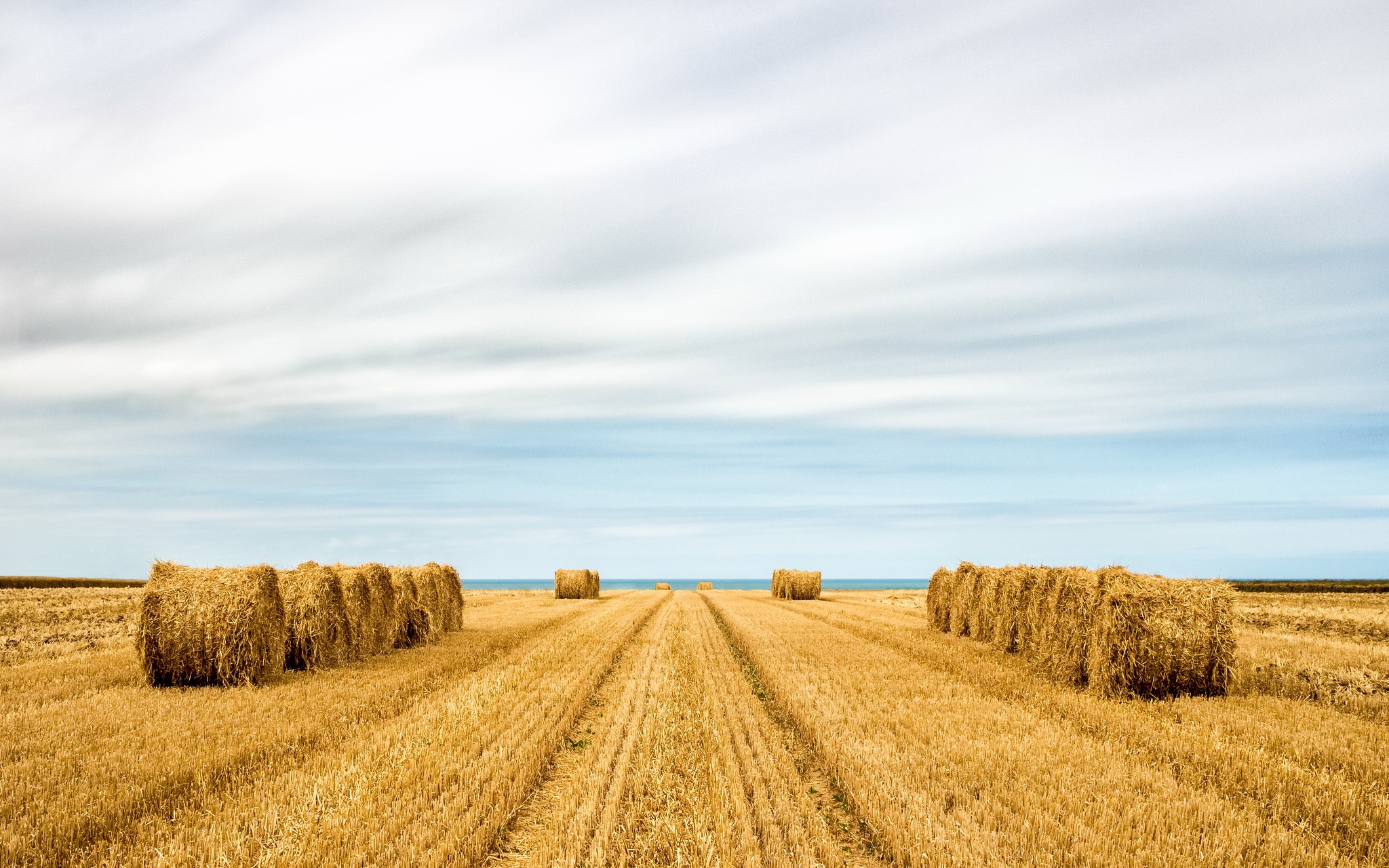 Landscape Field Sky Stubble Field 2048x1280