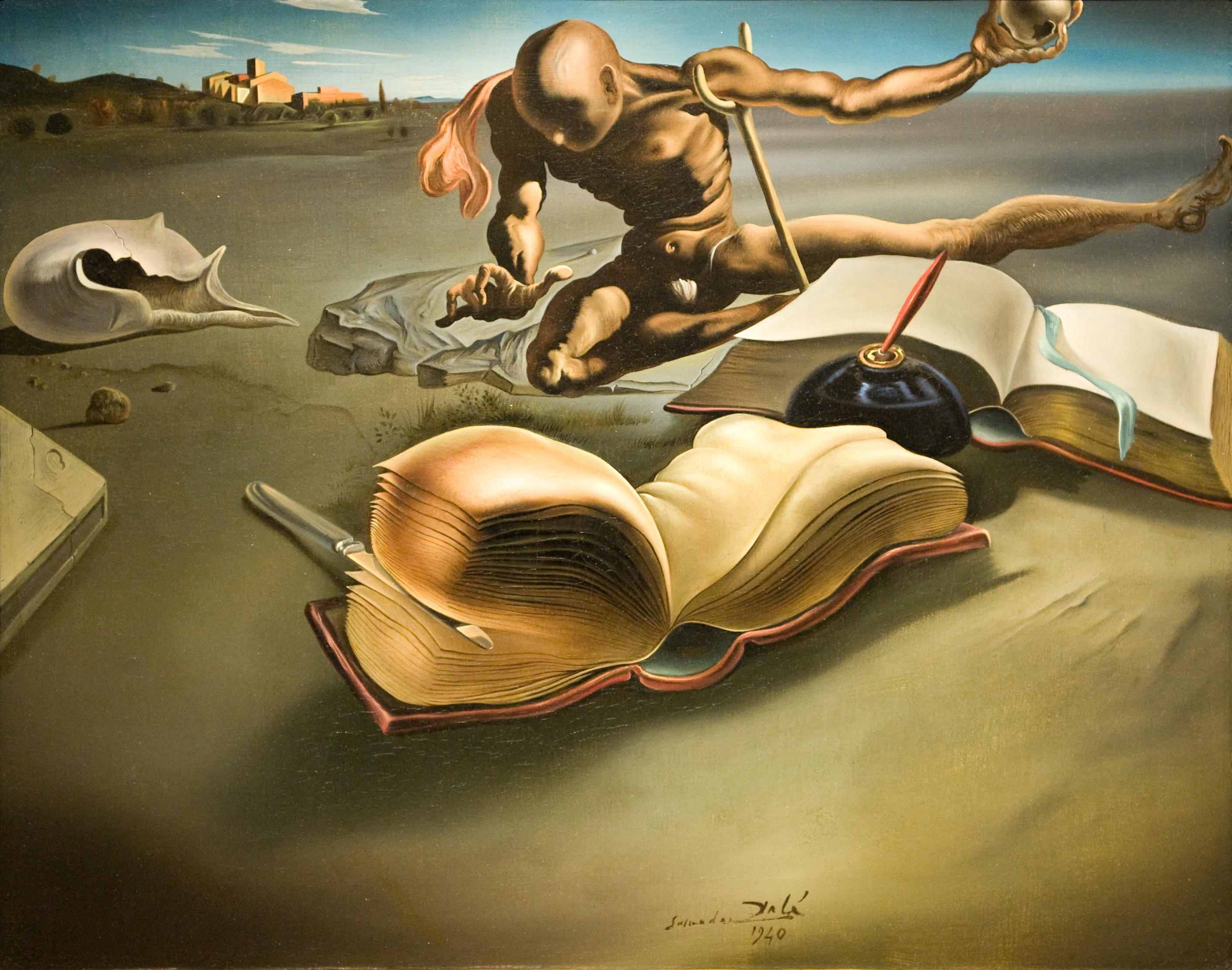 Salvador Dali Painting Surreal Books Quills Classic Art 2823x2223
